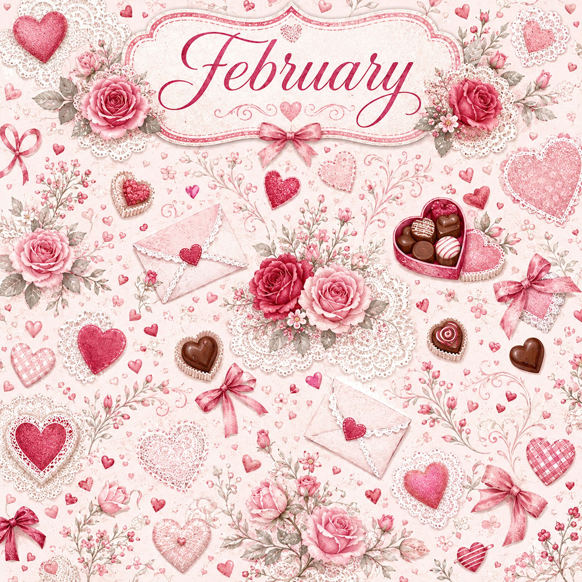 Creative Calendar Collection February 12x12 Double-Sided Scrapbook Paper by SSC Designs