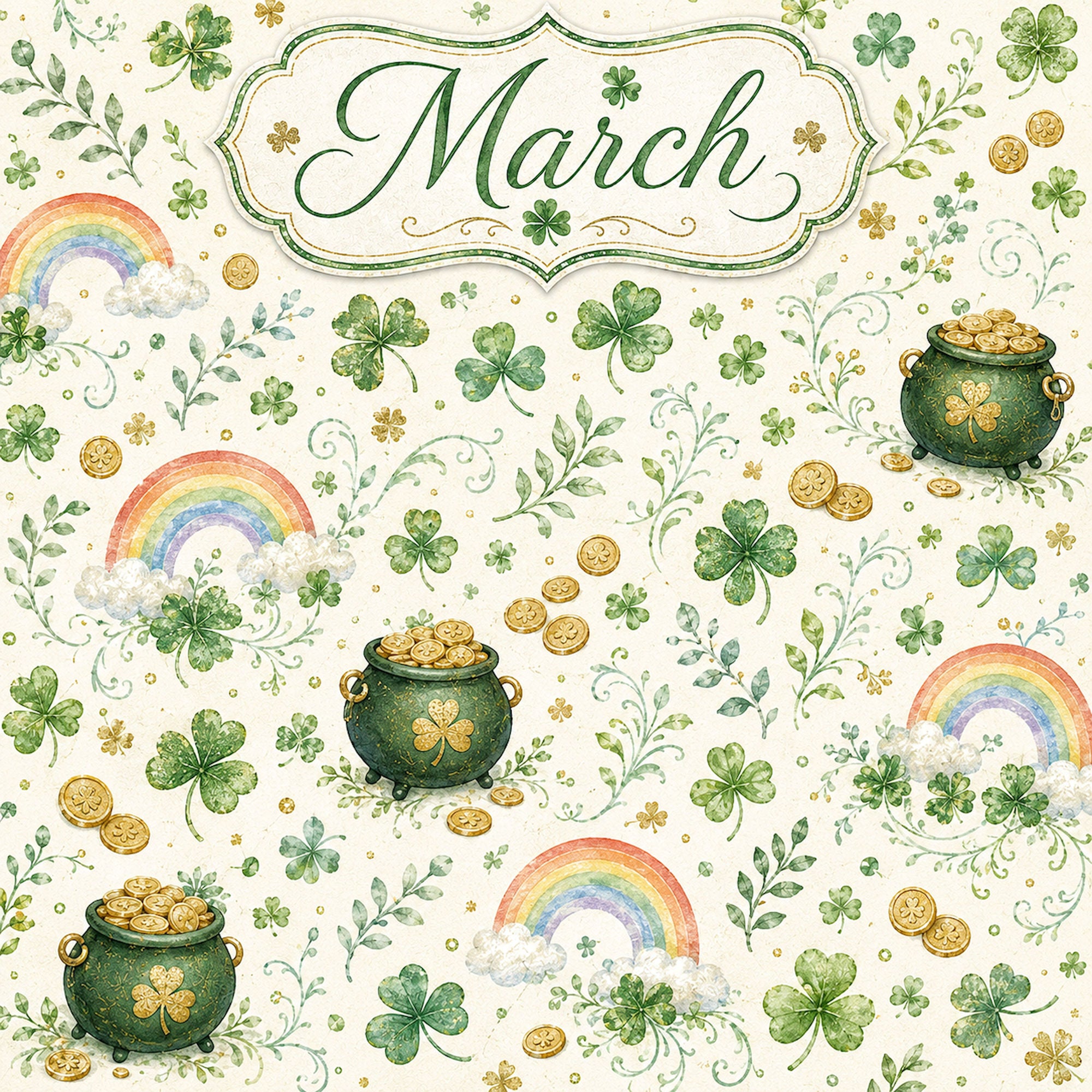Creative Calendar Collection March 12x12 Double-Sided Scrapbook Paper by SSC Designs