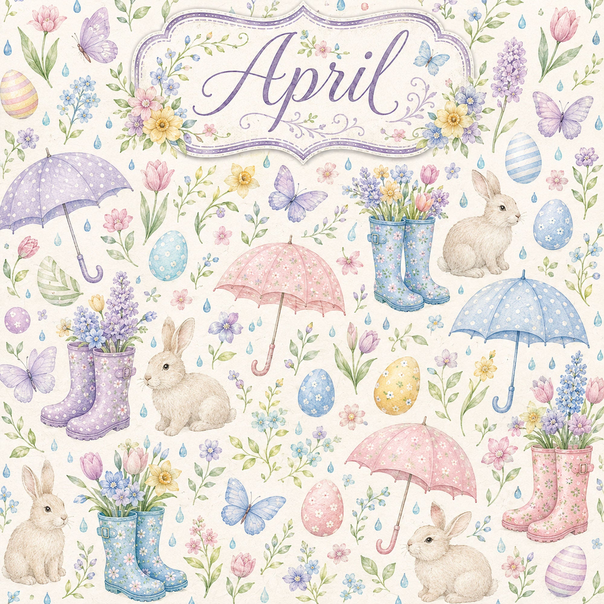 Creative Calendar Collection April 12x12 Double-Sided Scrapbook Paper by SSC Designs
