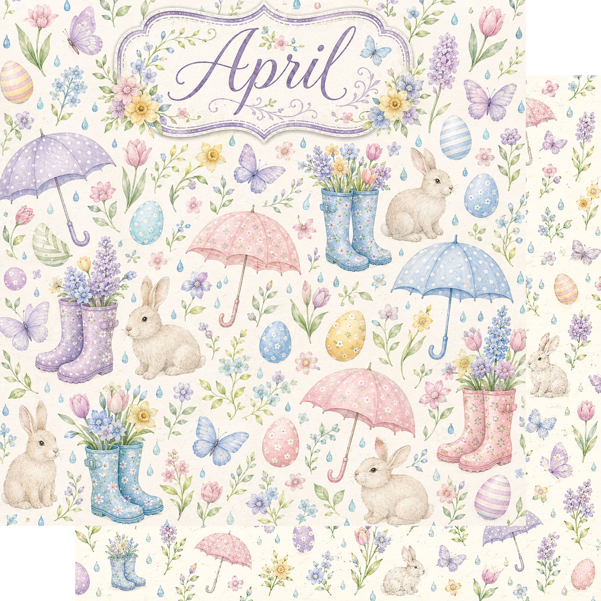 Creative Calendar Collection April 12x12 Double-Sided Scrapbook Paper by SSC Designs