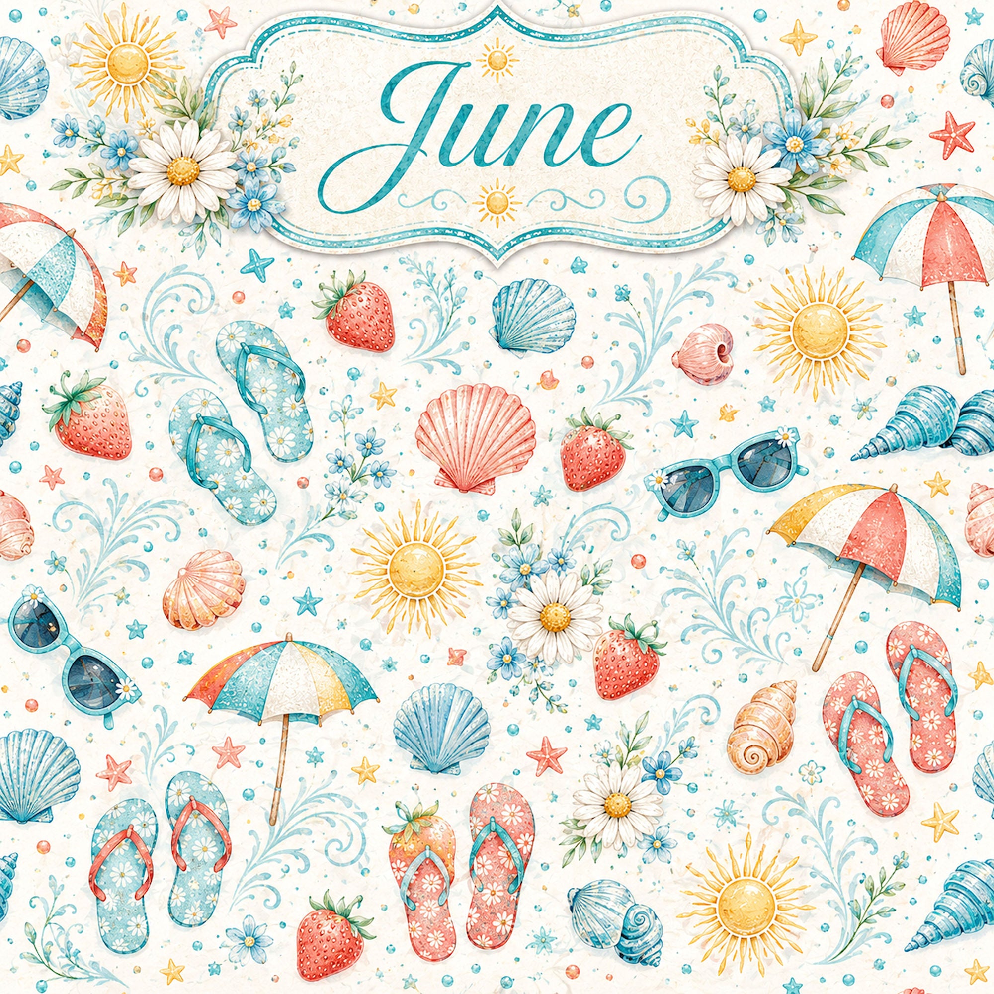 Creative Calendar Collection June 12x12 Double-Sided Scrapbook Paper by SSC Designs
