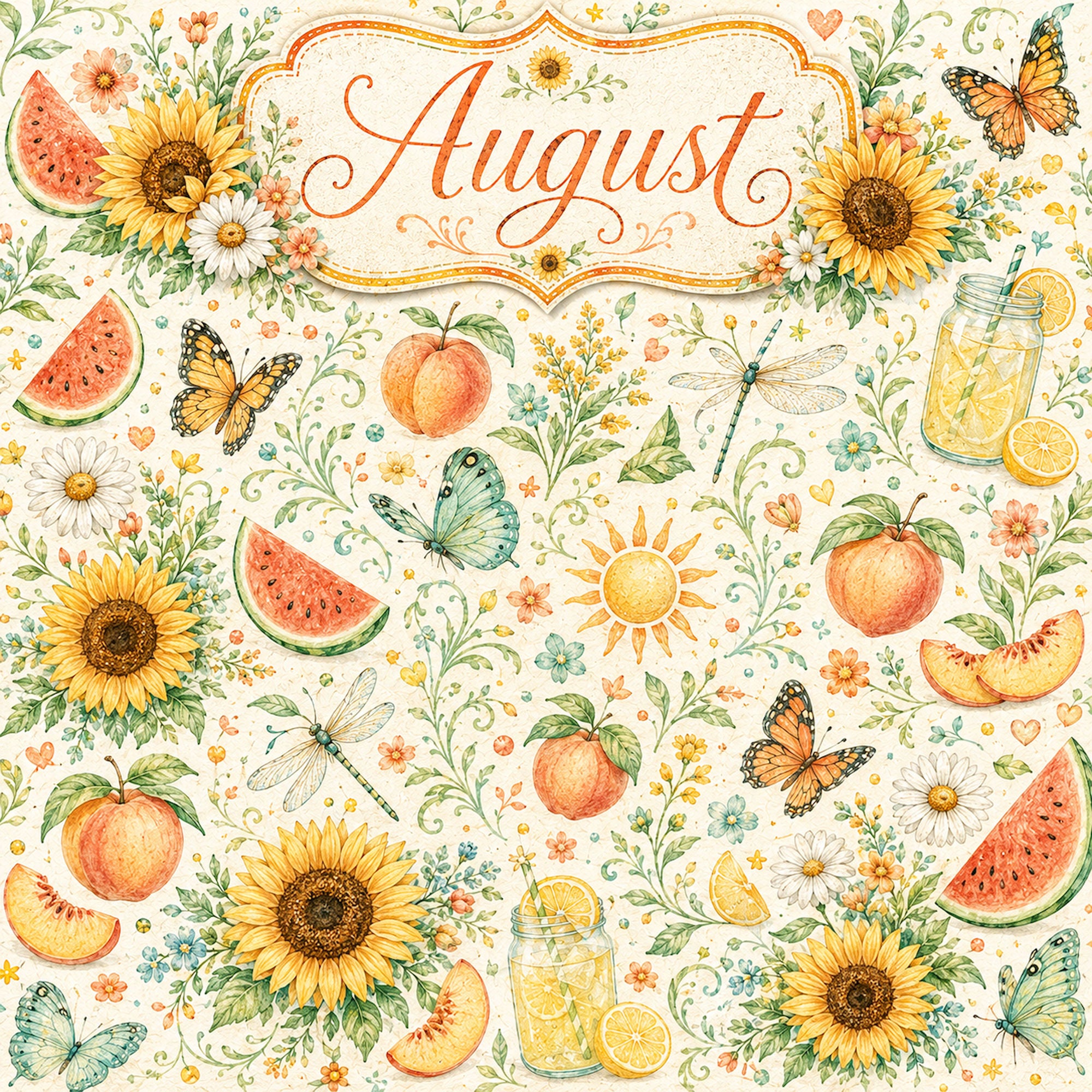 Creative Calendar Collection August 12x12 Double-Sided Scrapbook Paper by SSC Designs