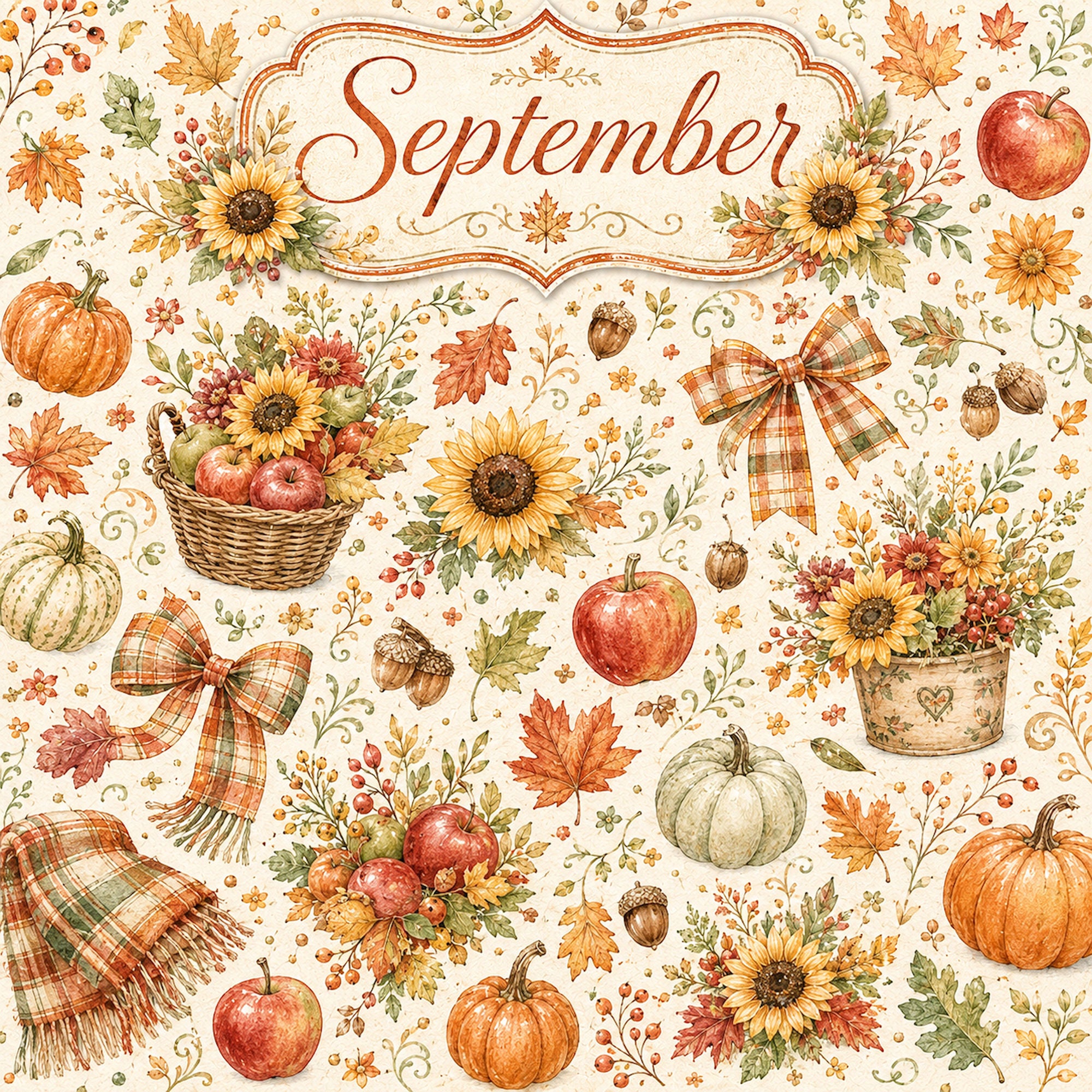 Creative Calendar Collection September 12x12 Double-Sided Scrapbook Paper by SSC Designs