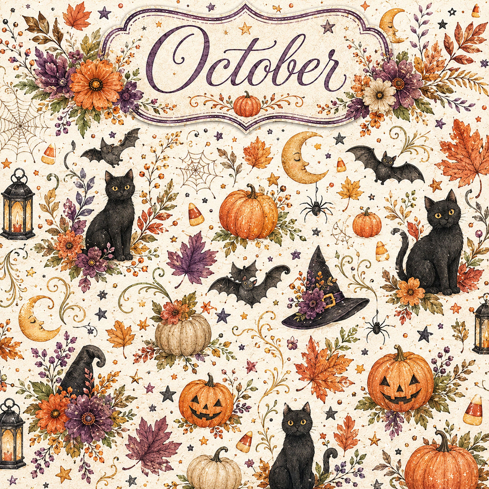 Creative Calendar Collection October 12x12 Double-Sided Scrapbook Paper by SSC Designs