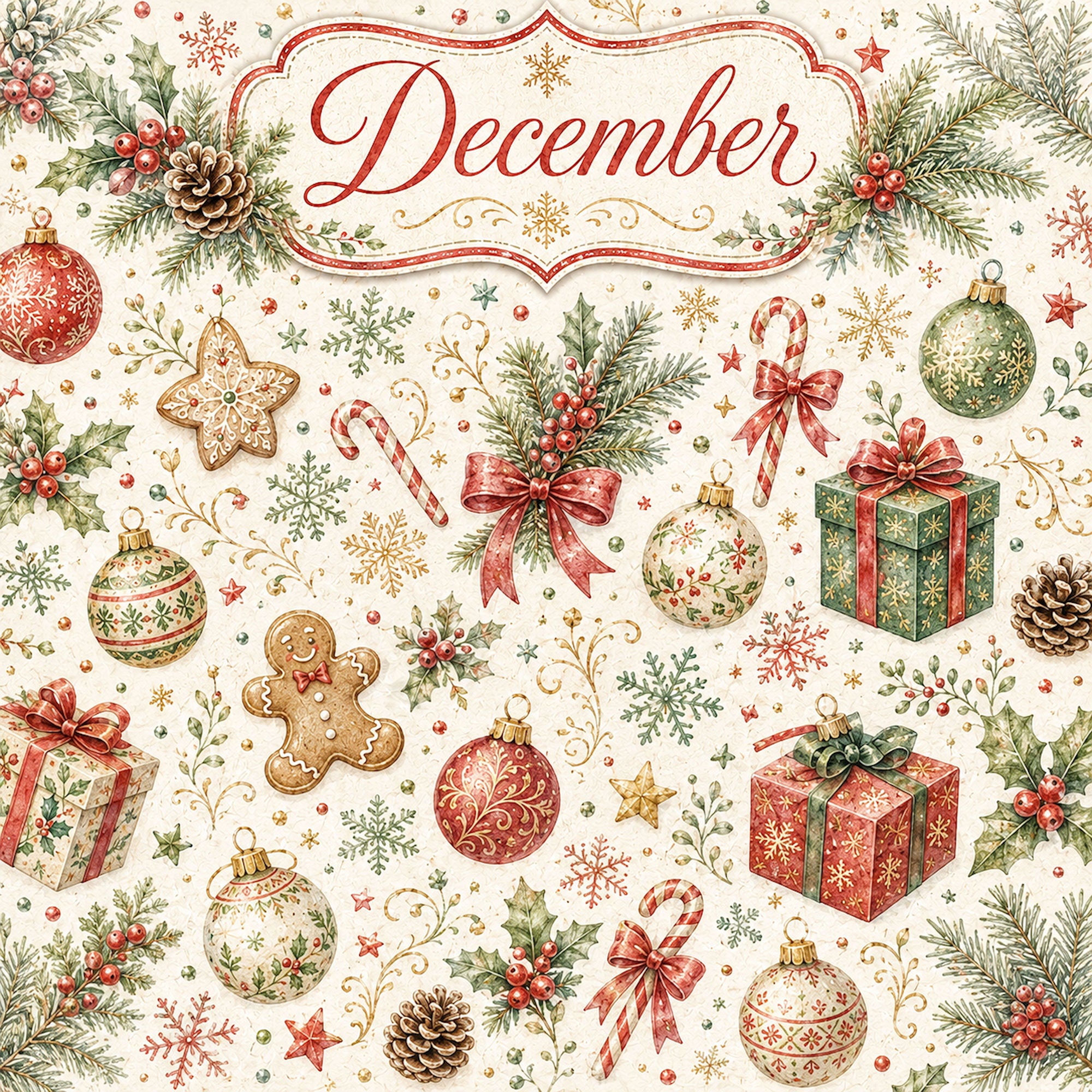 Creative Calendar Collection December 12x12 Double-Sided Scrapbook Paper by SSC Designs