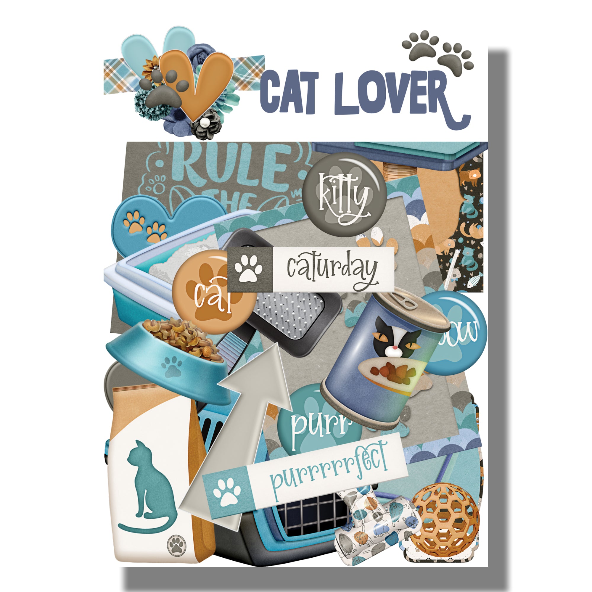 Cat Lover 12 x 12 Scrapbook Paper & Embellishment Kit by SSC Designs
