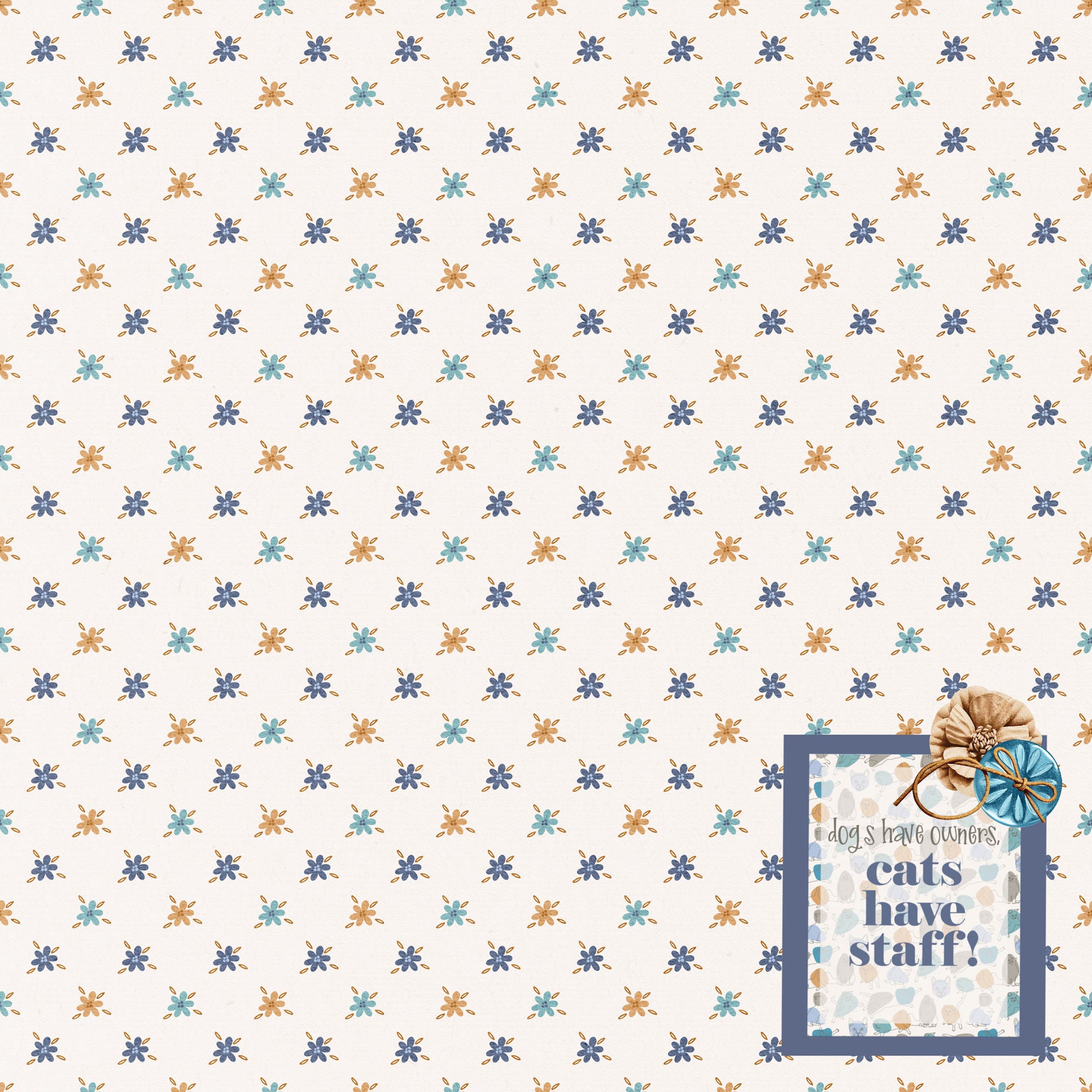 Cat Lover Collection Cats Have Staff 12 x 12 Double-Sided Scrapbook Paper by SSC Designs