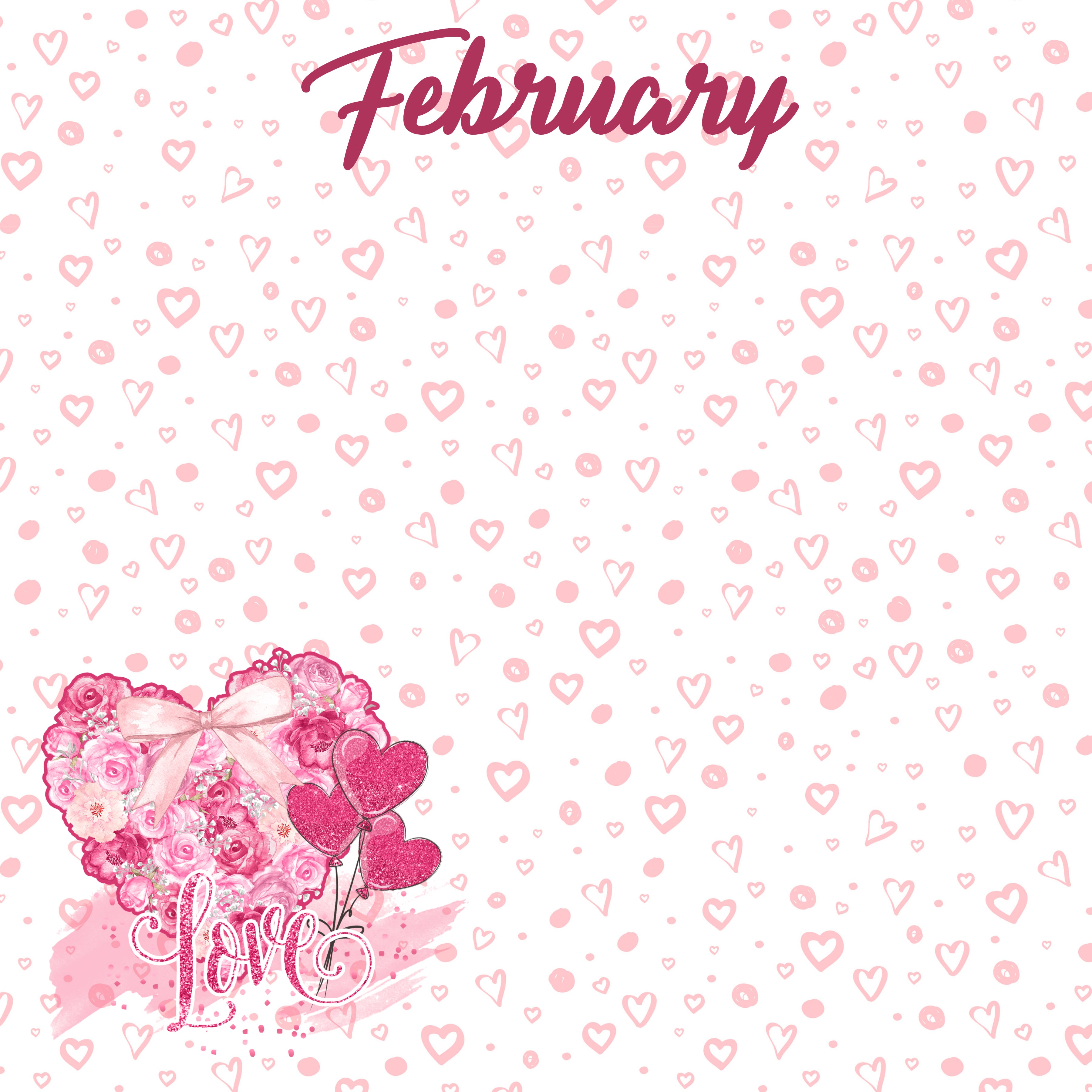 Calendar Memories Collection February 12 x 12 Double-Sided Scrapbook Paper by SSC Designs