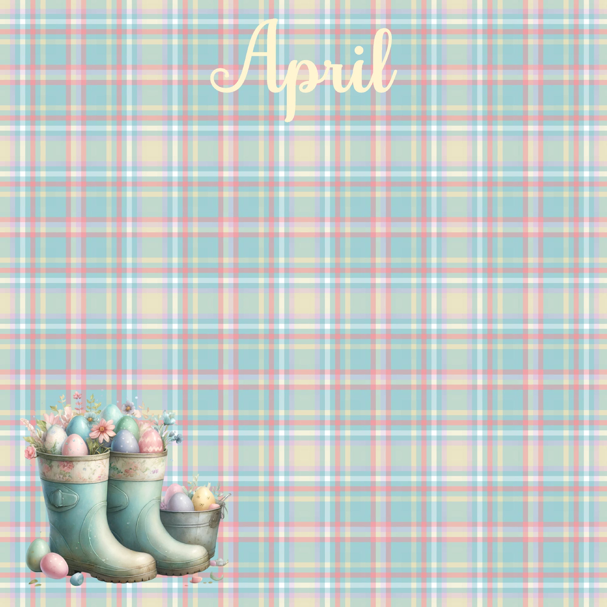 Calendar Memories Collection April 12 x 12 Double-Sided Scrapbook Paper by SSC Designs