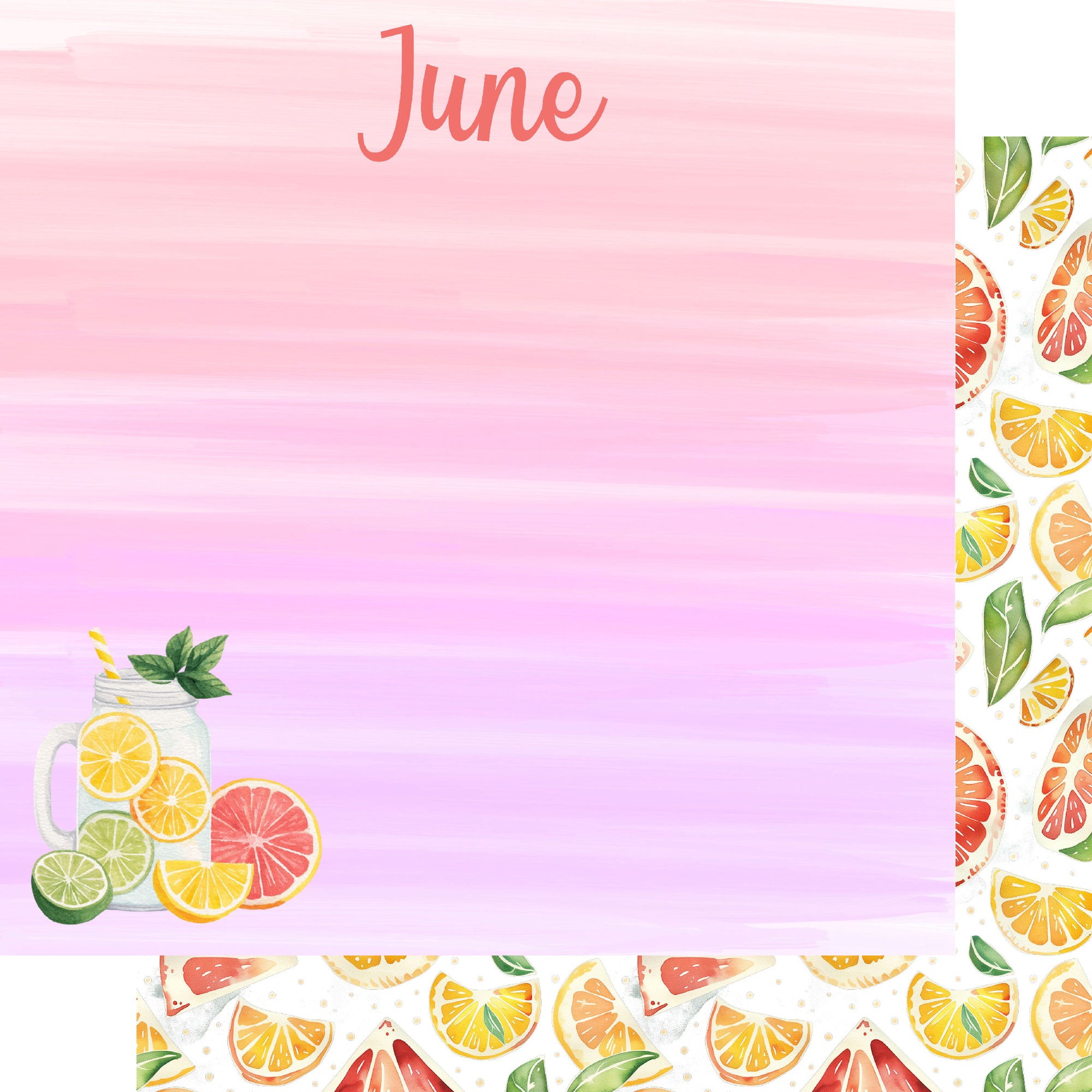 Calendar Memories Collection June 12 x 12 Double-Sided Scrapbook Paper by SSC Designs