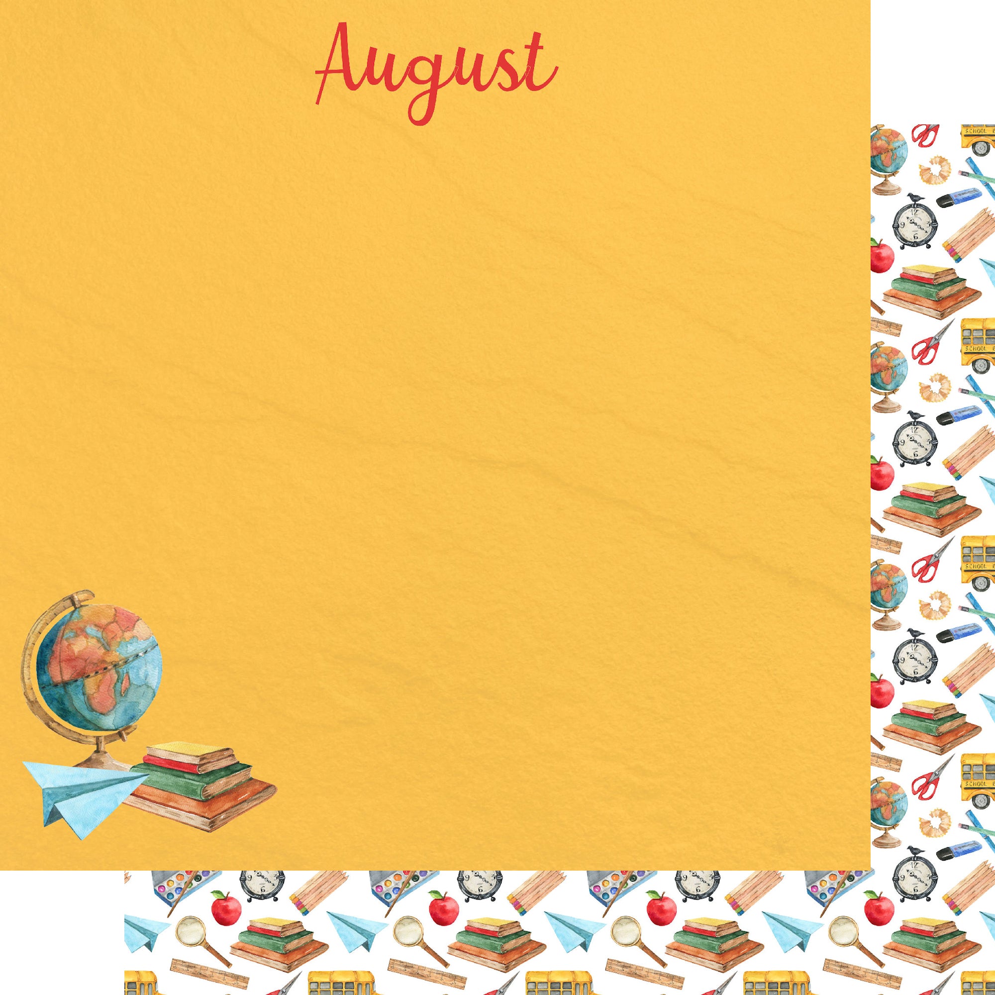 Calendar Memories Collection August 12 x 12 Double-Sided Scrapbook Paper by SSC Designs