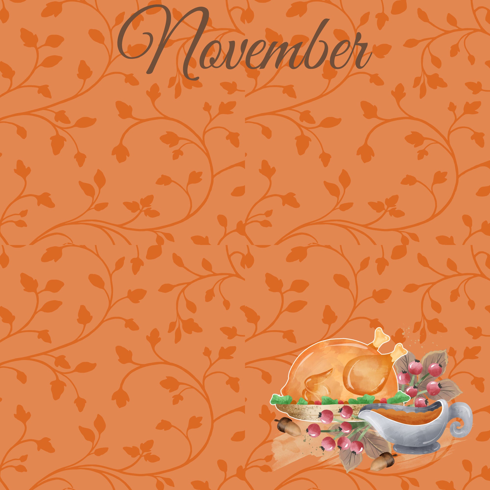 Calendar Memories Collection November 12 x 12 Double-Sided Scrapbook Paper by SSC Designs