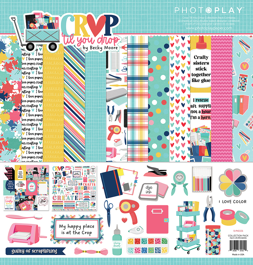 Crop Til You Drop Collection 12 x 12 Scrapbook Paper & Sticker Collection Pack  by Photo Play Paper