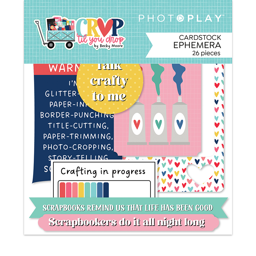 Crop Til You Drop Collection 5 x 5 Cardstock Scrapbook Ephemera Embellishments by Photo Play Paper