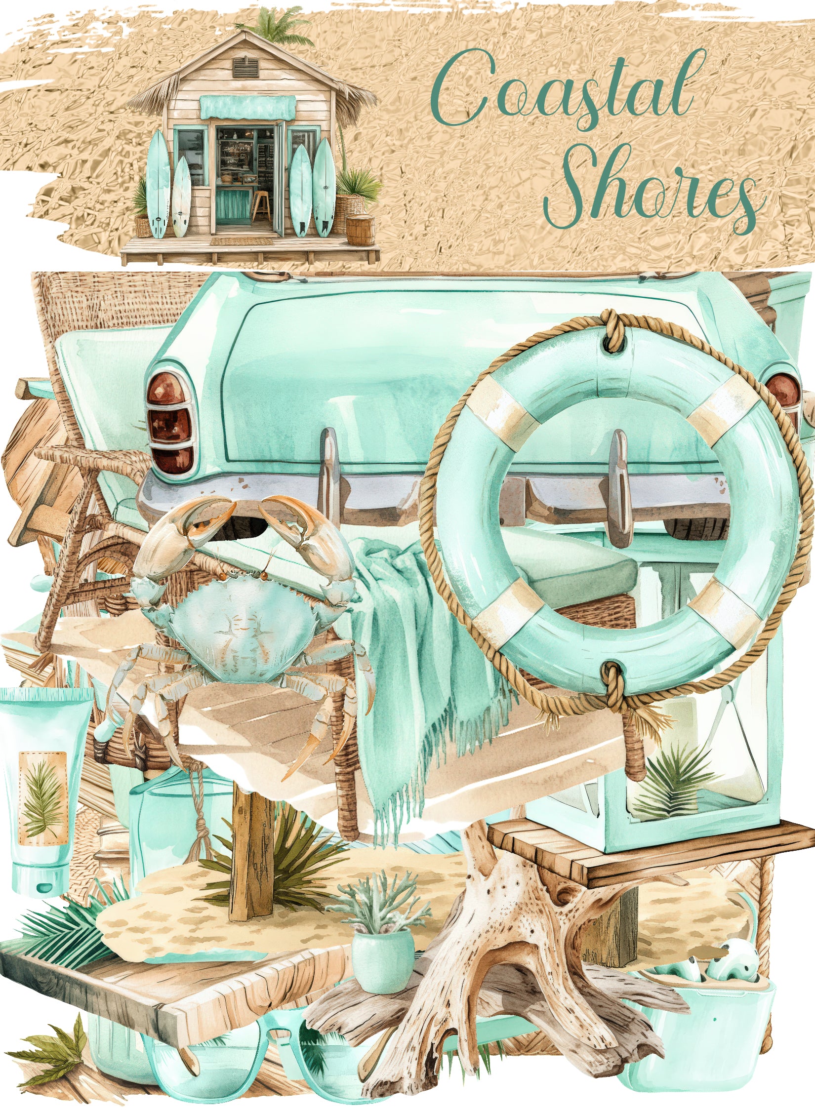 Coastal Shores 12 x 12 Scrapbook Paper & Embellishment Kit by SSC Designs