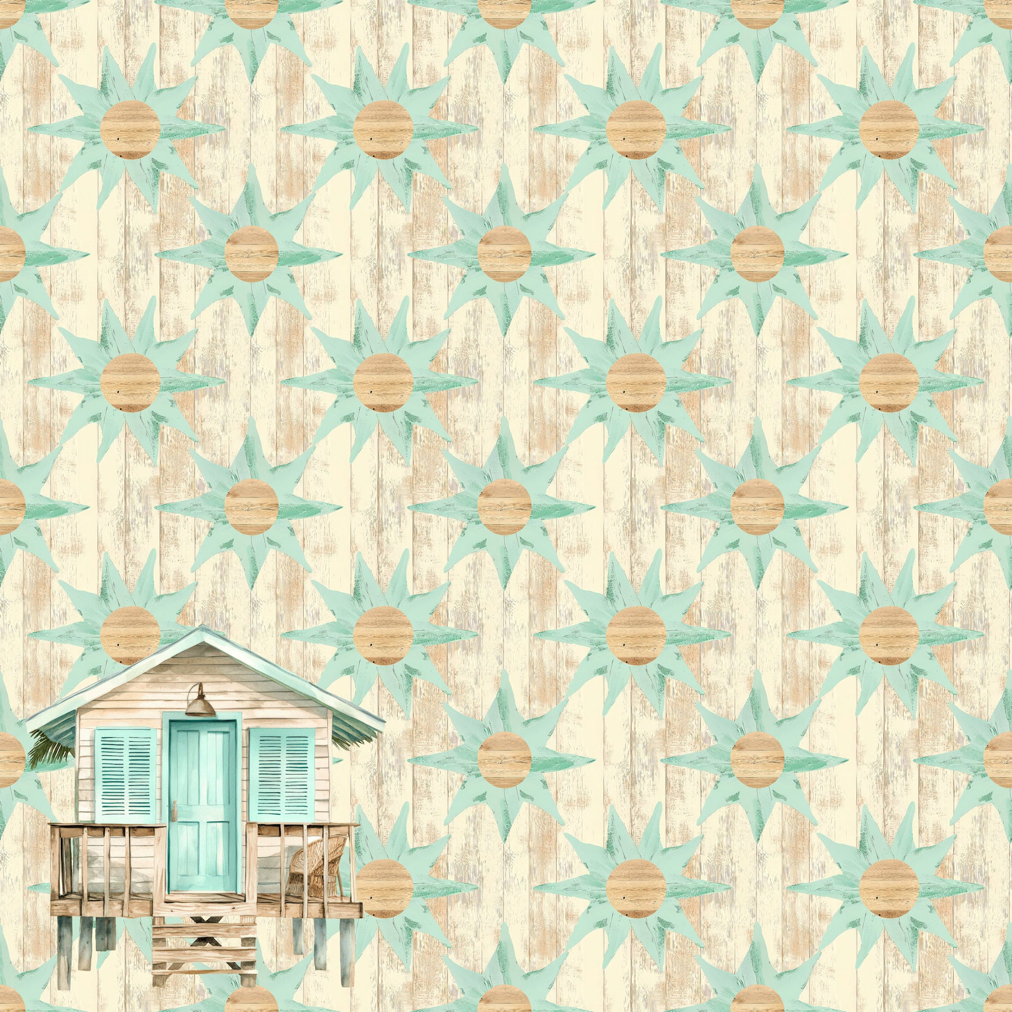 Coastal Shores Collection Coastal Cottage 12 x 12 Double-Sided Scrapbook Paper by SSC Designs