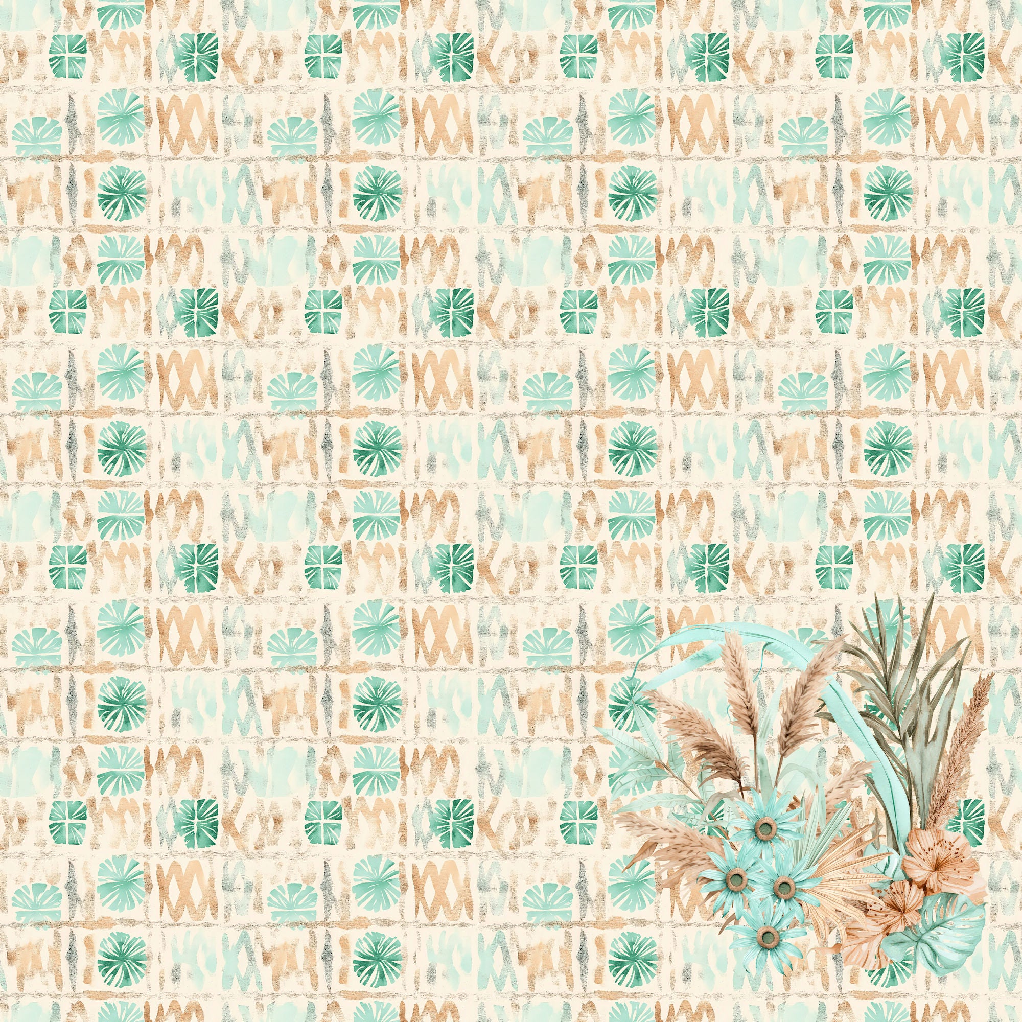 Coastal Shores Collection Beach Blanket Plaid 12 x 12 Double-Sided Scrapbook Paper by SSC Designs