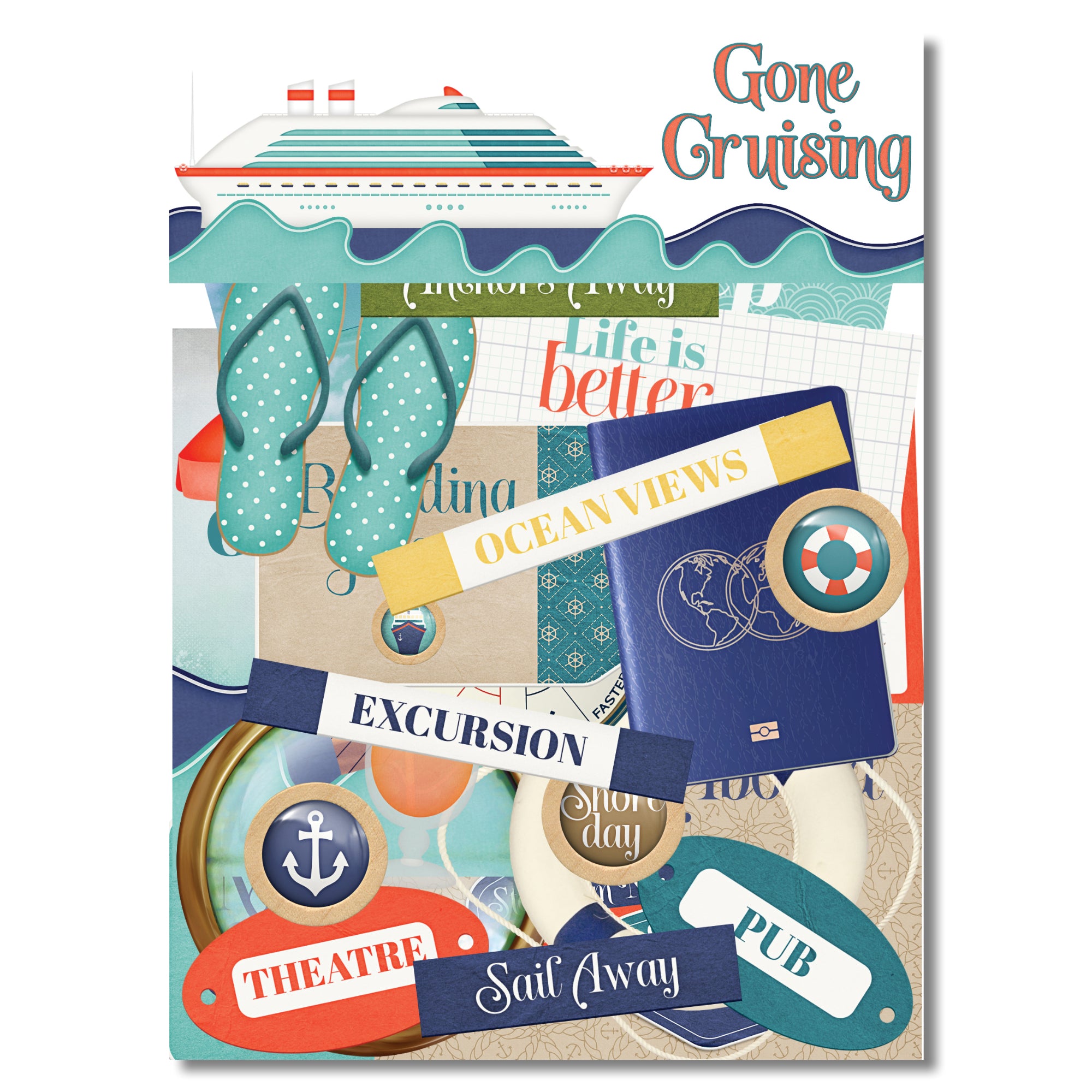 Gone Cruising Collection Laser Cut Scrapbook Ephemera Embellishments by SSC Designs