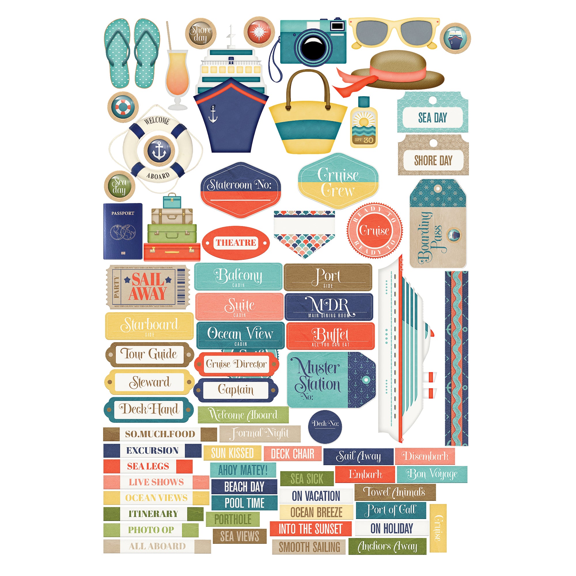 Gone Cruising Collection Laser Cut Scrapbook Ephemera Embellishments by SSC Designs