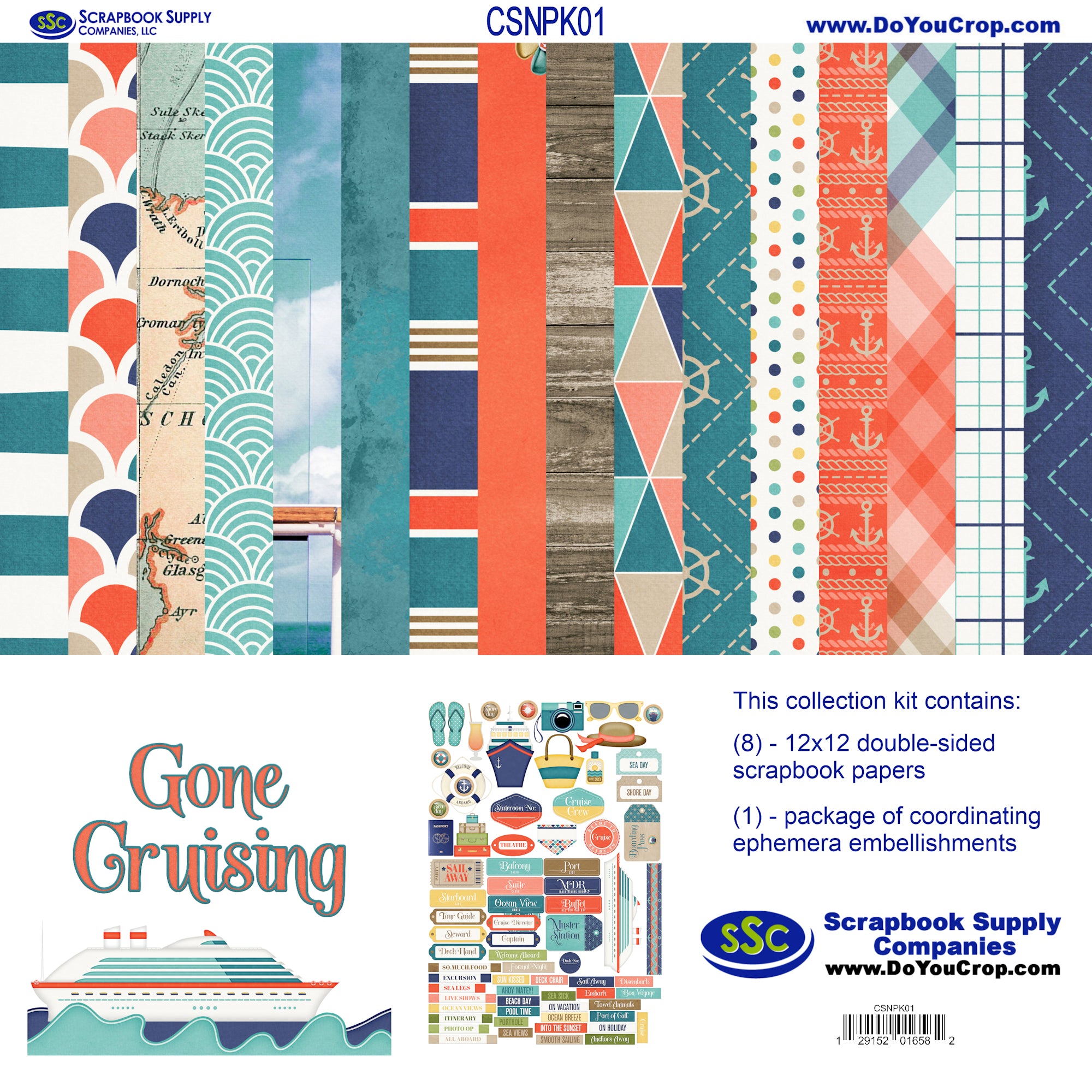Gone Cruising 12 x 12 Scrapbook Paper & Embellishment Kit by SSC Designs