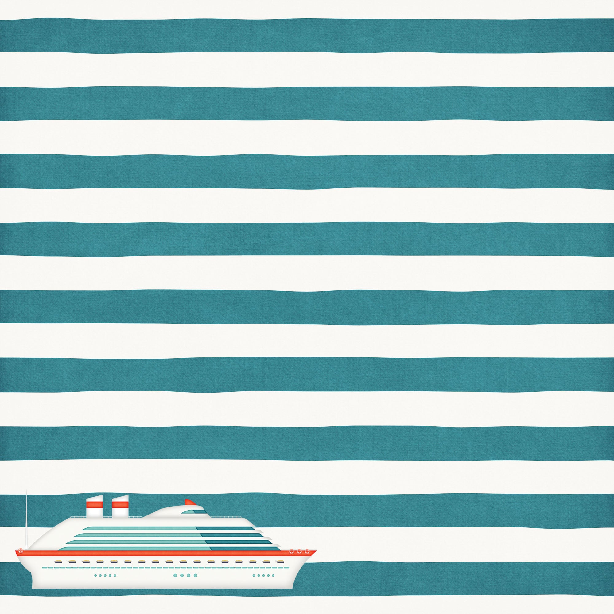 Gone Cruising Collection Cabin Key Stripes 12 x 12 Double-Sided Scrapbook Paper by SSC Designs