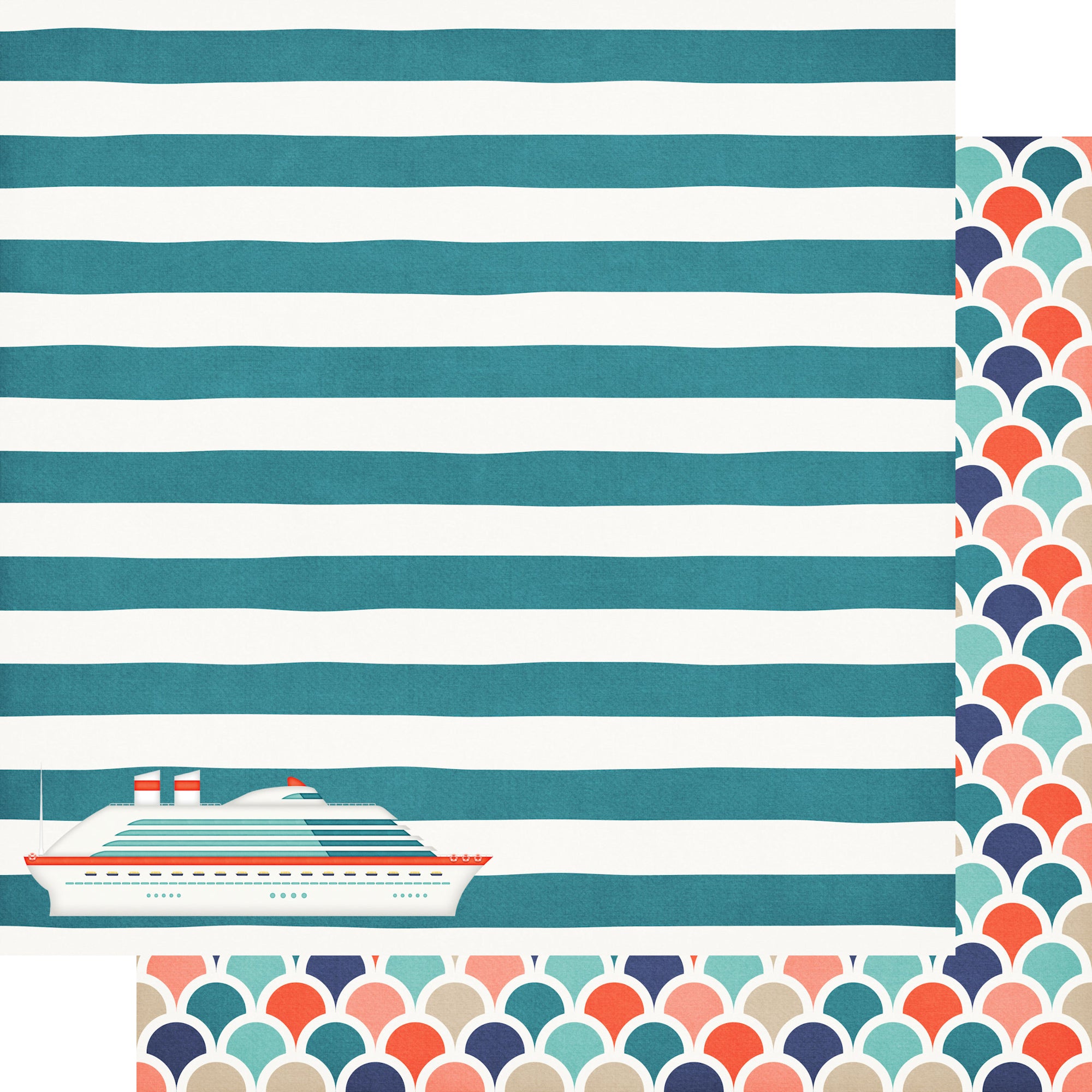 Gone Cruising Collection Cabin Key Stripes 12 x 12 Double-Sided Scrapbook Paper by SSC Designs