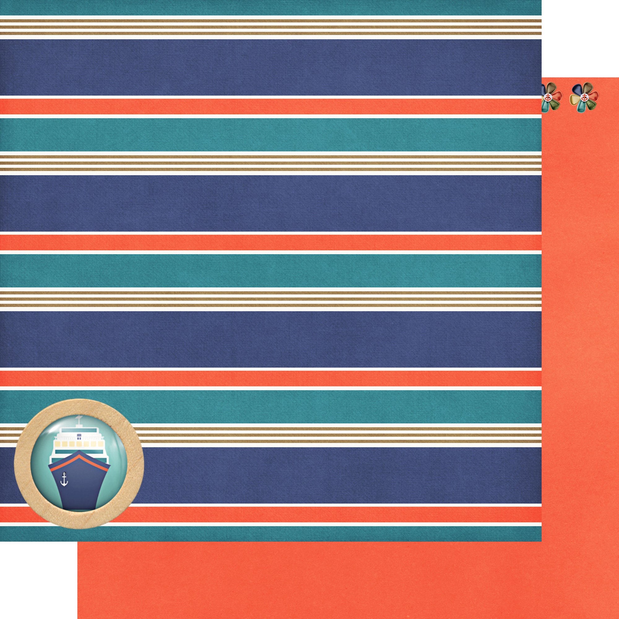 Gone Cruising Collection Tropical Excursion Florals 12 x 12 Double-Sided Scrapbook Paper by SSC Designs