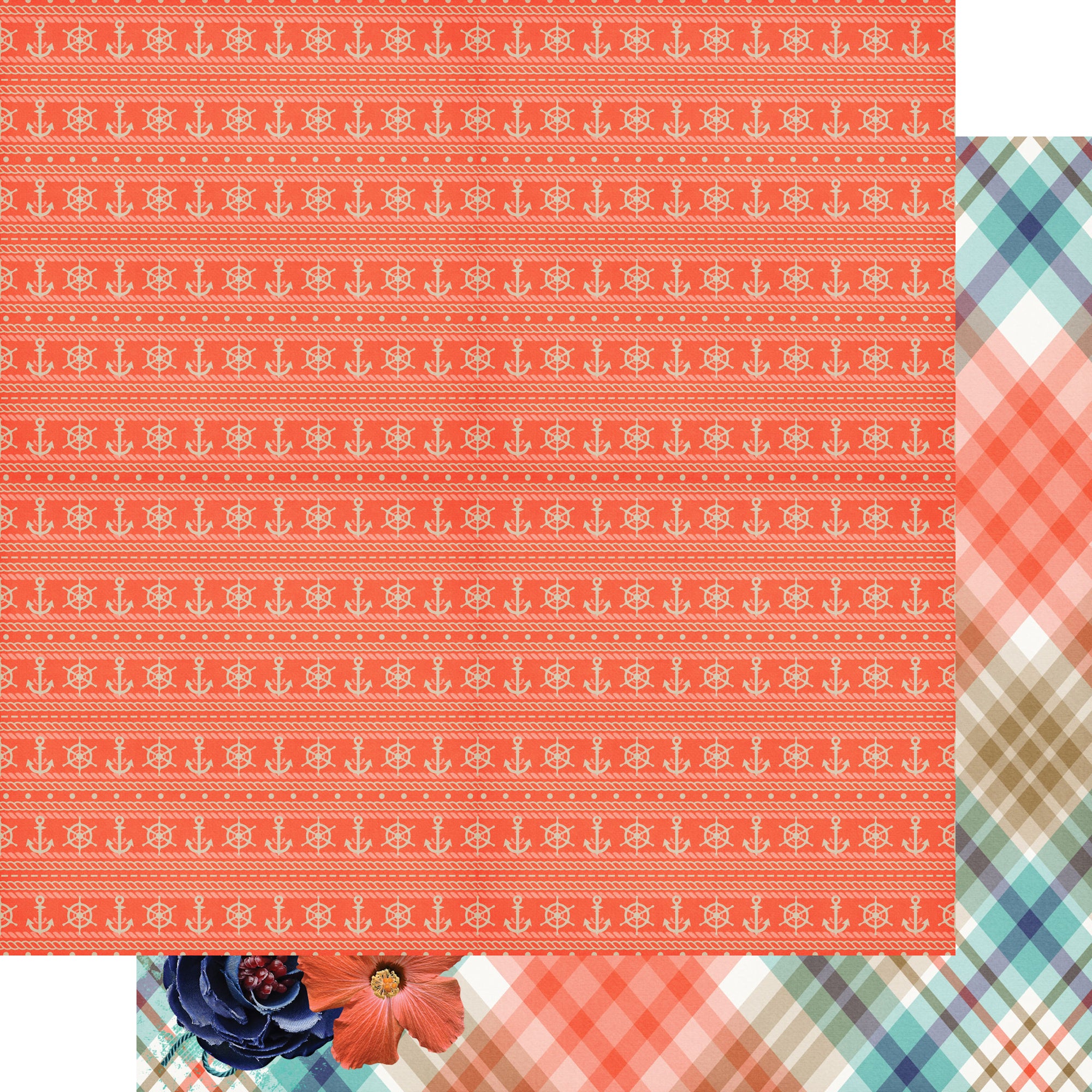 Gone Cruising Collection Shuffleboard Stripes 12 x 12 Double-Sided Scrapbook Paper by SSC Designs