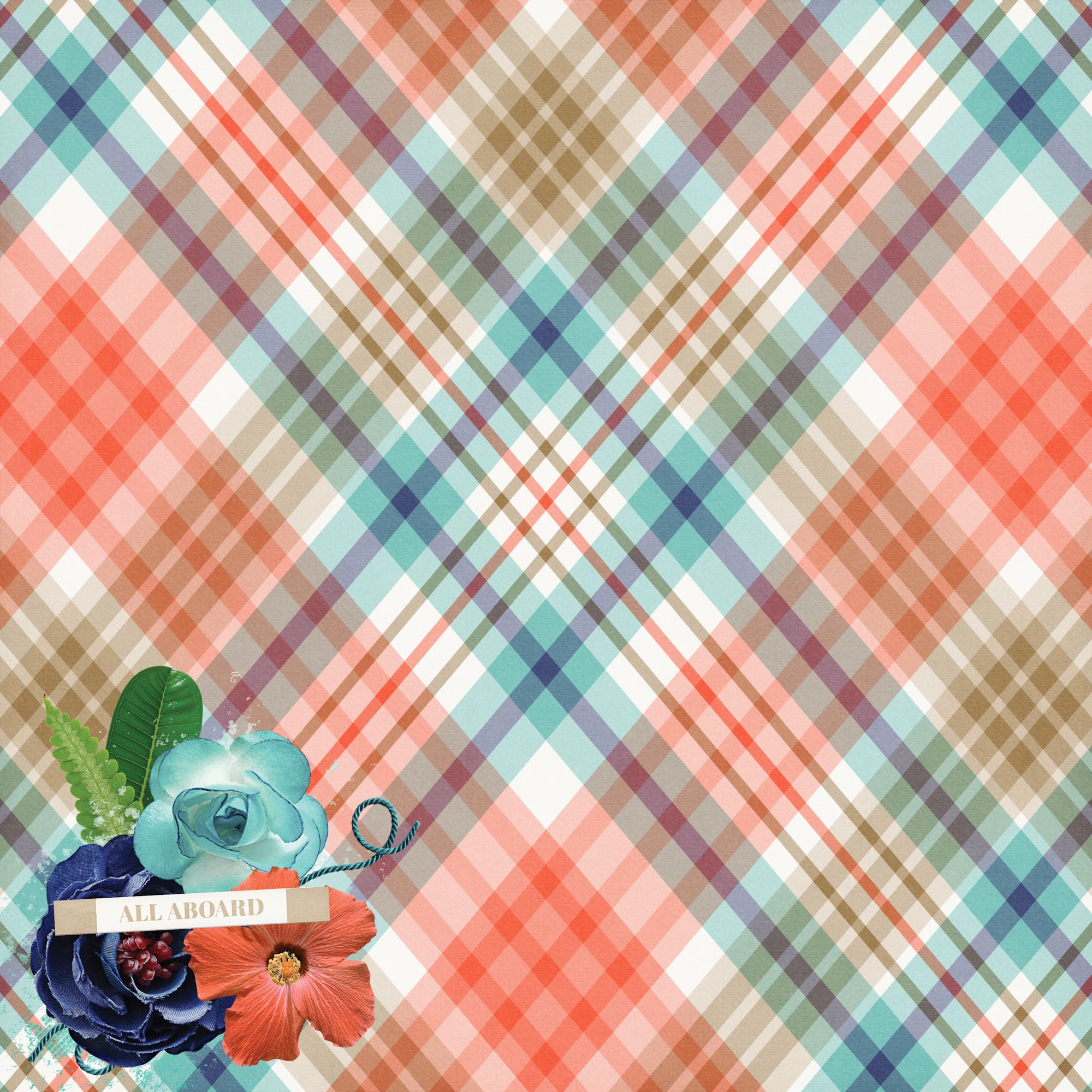 Gone Cruising Collection Shuffleboard Stripes 12 x 12 Double-Sided Scrapbook Paper by SSC Designs