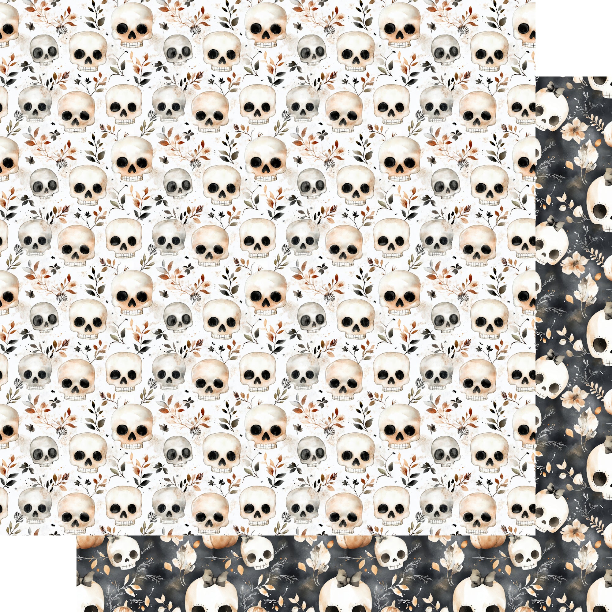 Cute & Spooky Collection Skull & Bloom 12 x 12 Double-Sided Scrapbook Paper by SSC Designs