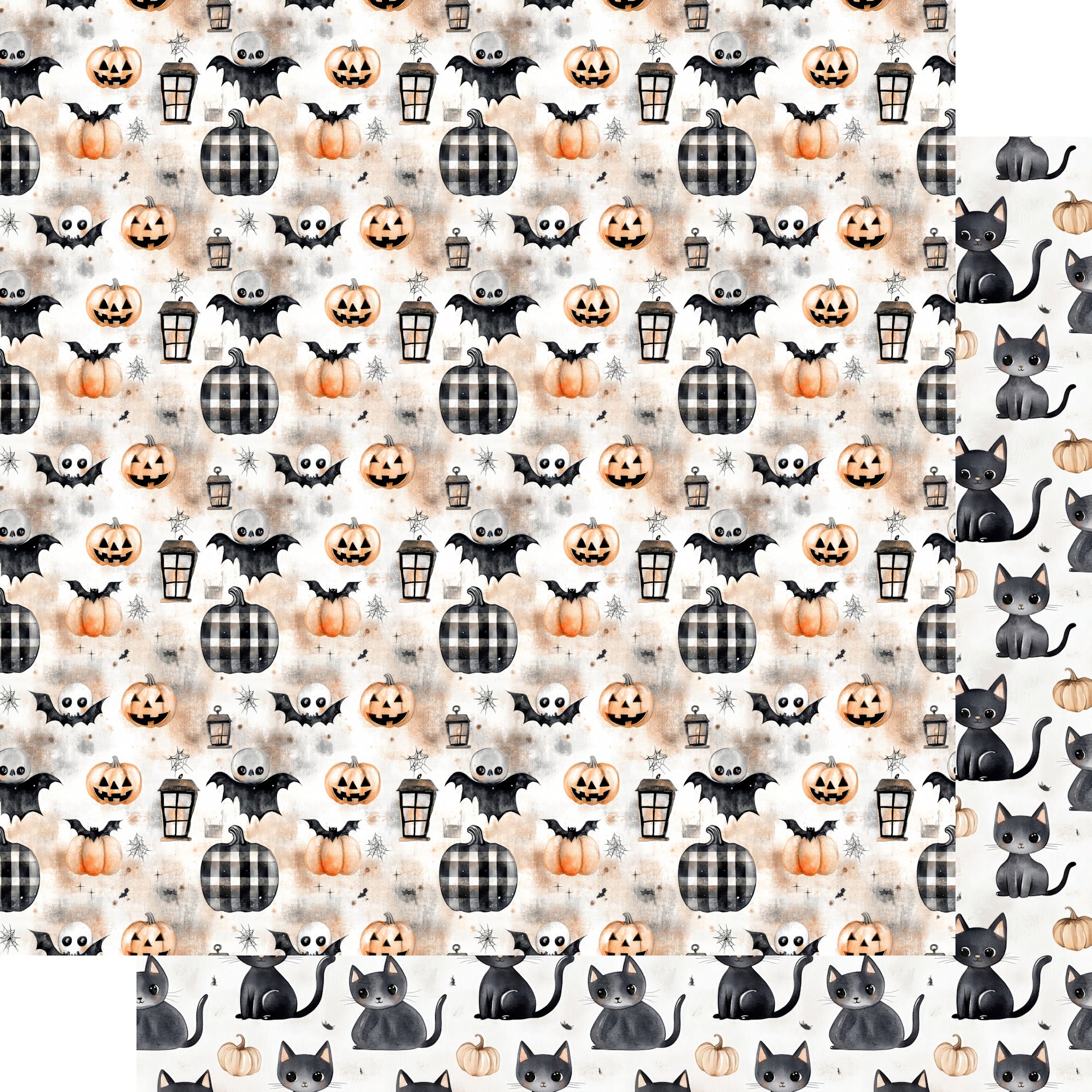 Cute & Spooky Collection Cats & Bats 12 x 12 Double-Sided Scrapbook Paper by SSC Designs