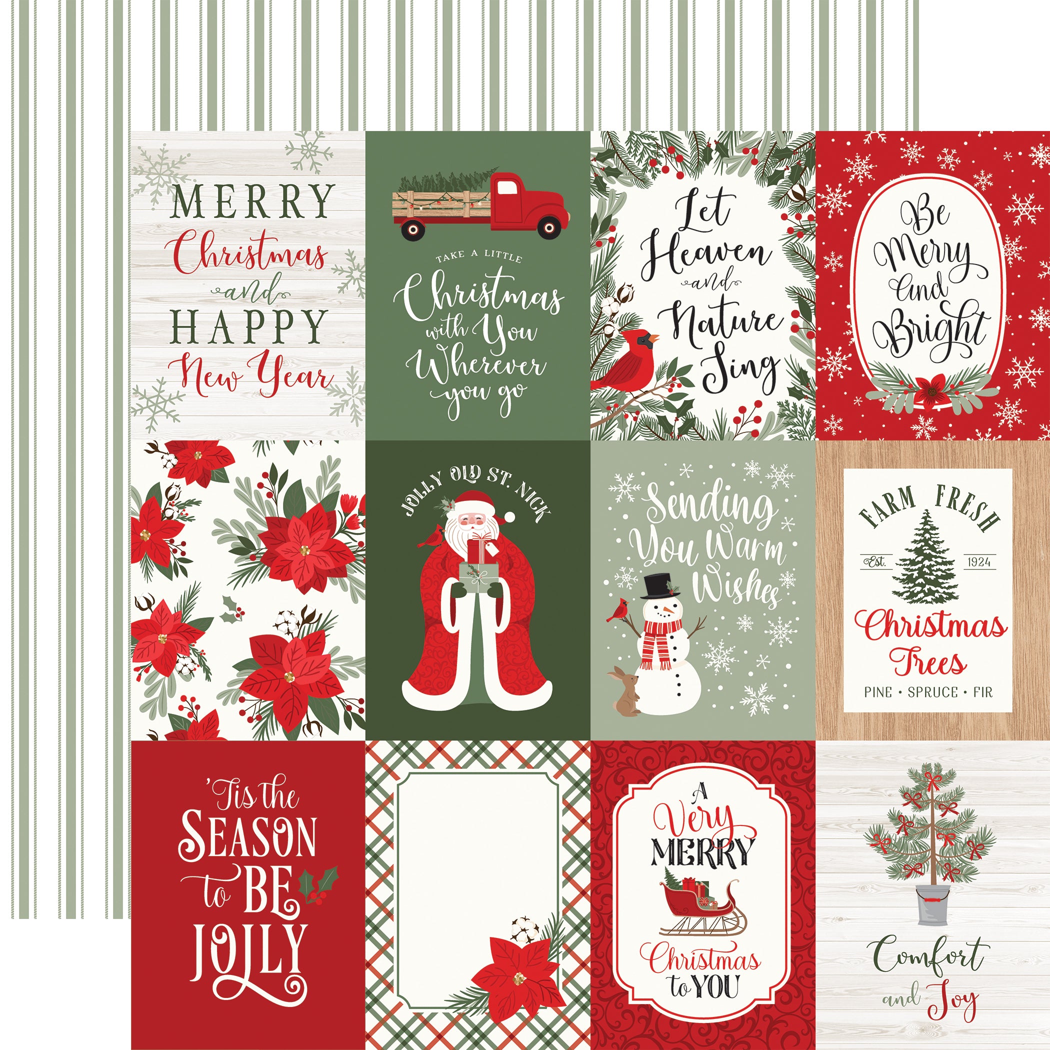 Christmas Time Collection 3x4 Journaling Cards 12 x 12 Double-Sided Scrapbook Paper by Echo Park Paper