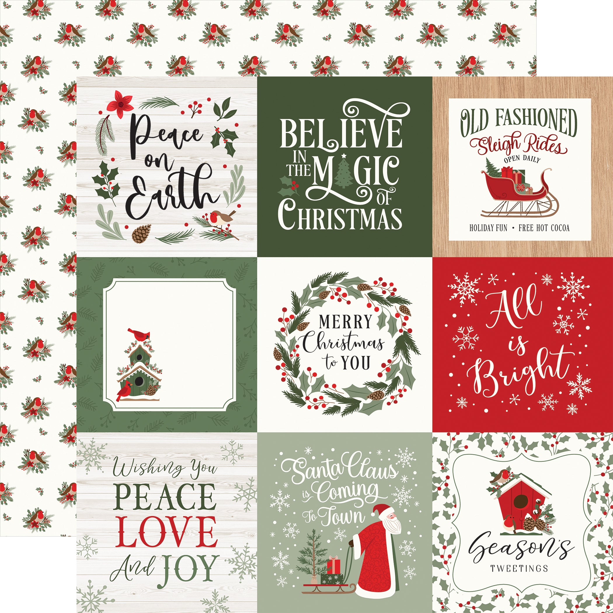Christmas Time Collection 4x4 Journaling Cards 12 x 12 Double-Sided Scrapbook Paper by Echo Park Paper