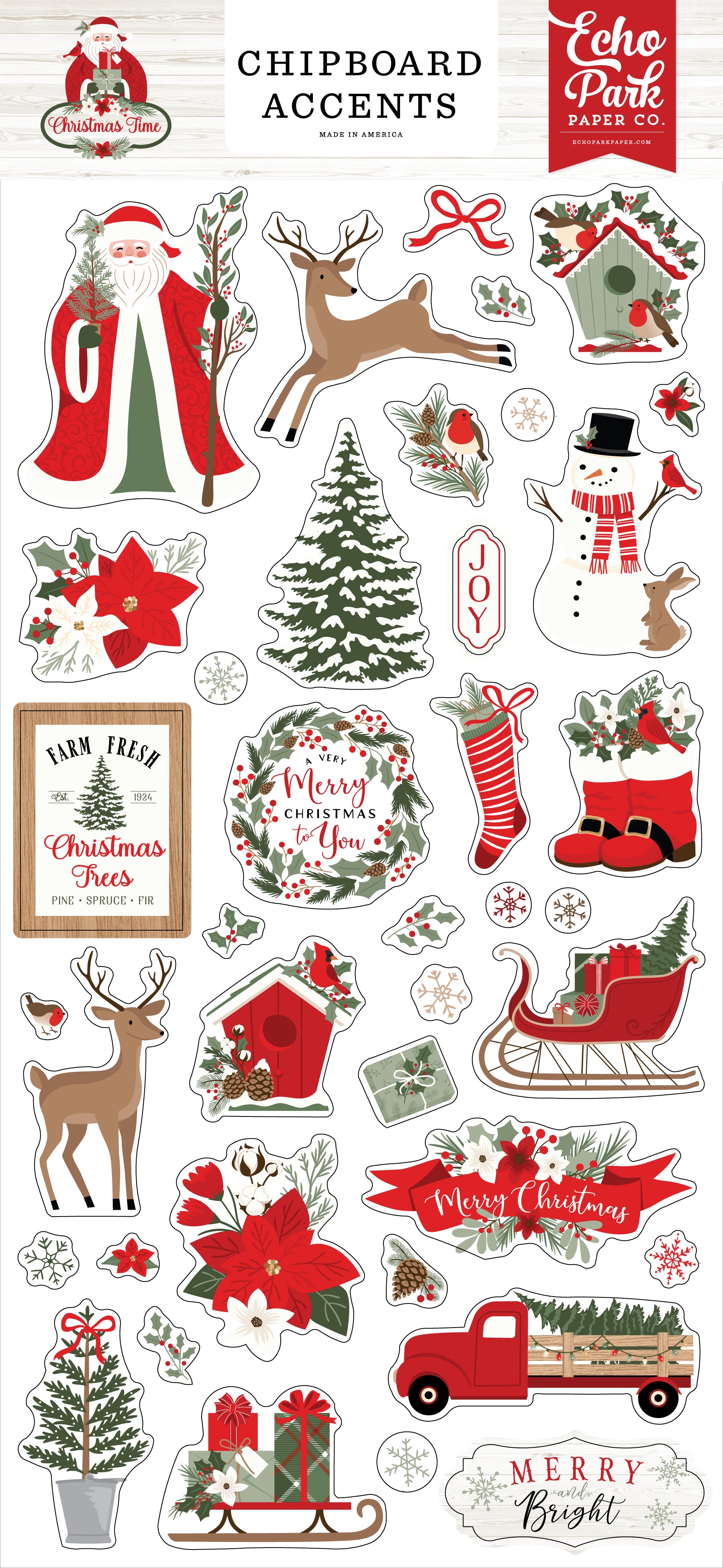 Christmas Time Collection 6 x 12 Scrapbook Chipboard Accents by Echo Park Paper