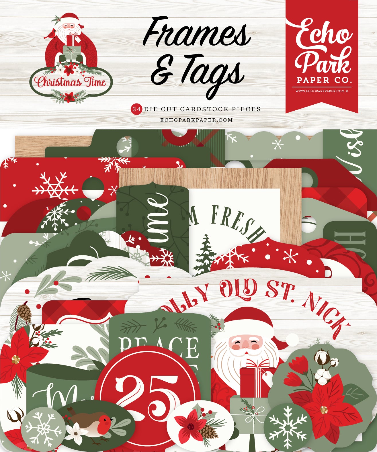 Christmas Time Collection Scrapbook Frames & Tags by Echo Park