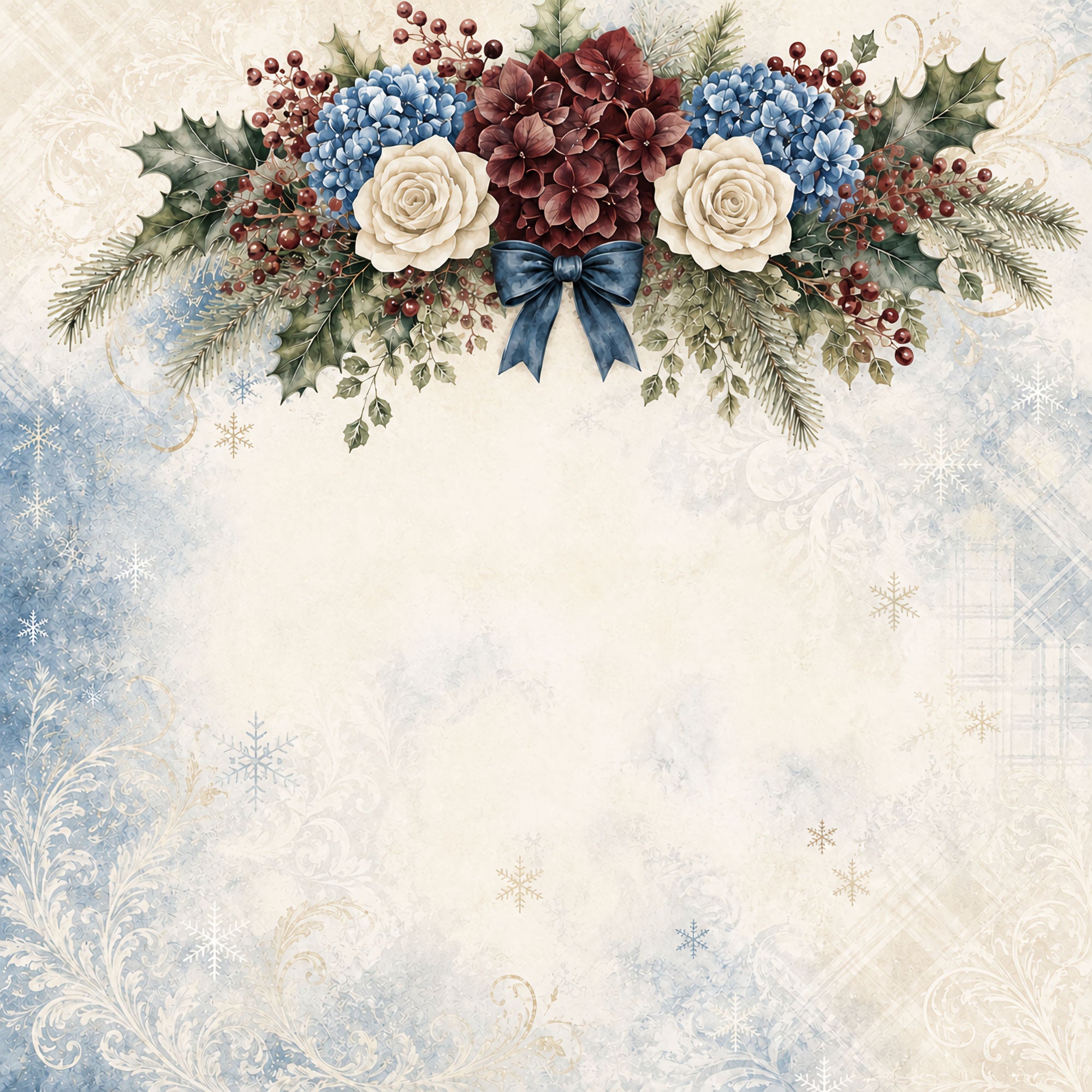Country Winter Collection Winter Garland 12 x 12 Double-Sided Scrapbook Paper by SSC Designs