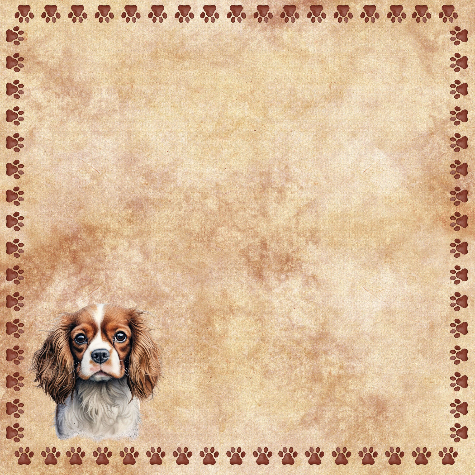 Dog Breeds Collection Cavalier King Charles Spaniel 12 x 12 Double-Sided Scrapbook Paper by SSC Designs
