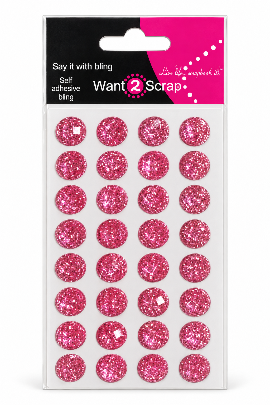 Say It With Bling Collection 10mm Perfectly Pink Iced Diamonds by Want 2 Scrap - 32 Pieces