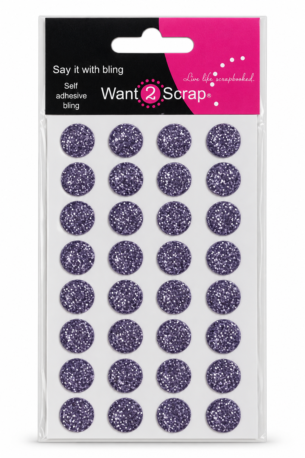 Say It With Bling Collection 10mm Halloween Purple Iced Diamonds by Want 2 Scrap - 32 Pieces