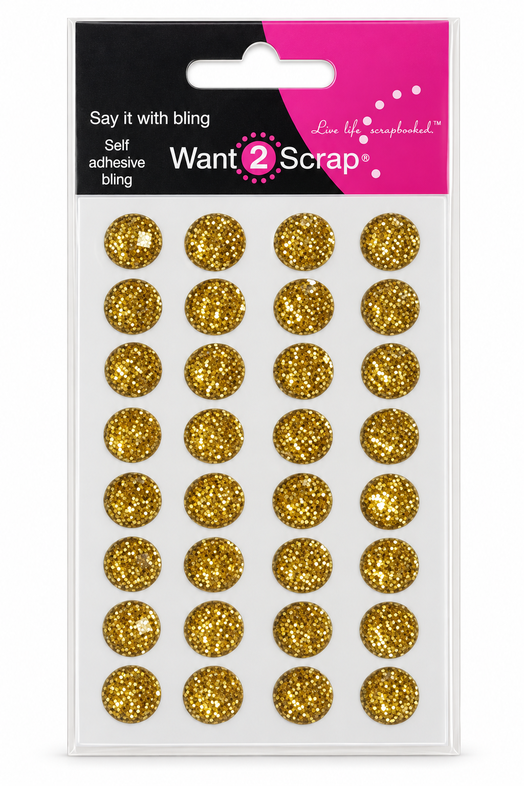 Say It With Bling Collection 10mm Gorgeous Gold Iced Diamonds by Want 2 Scrap - 32 Pieces