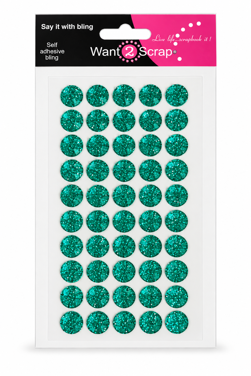 Say It With Bling Collection 10mm Terrific Teal  Chunky Bling by Want 2 Scrap - 50 Pieces