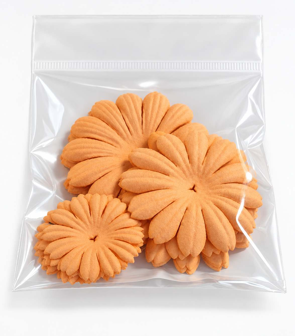 Petal Party Collection Peach 1", 1.5", 1.75" Daisy Flowers - Pkg. of 30