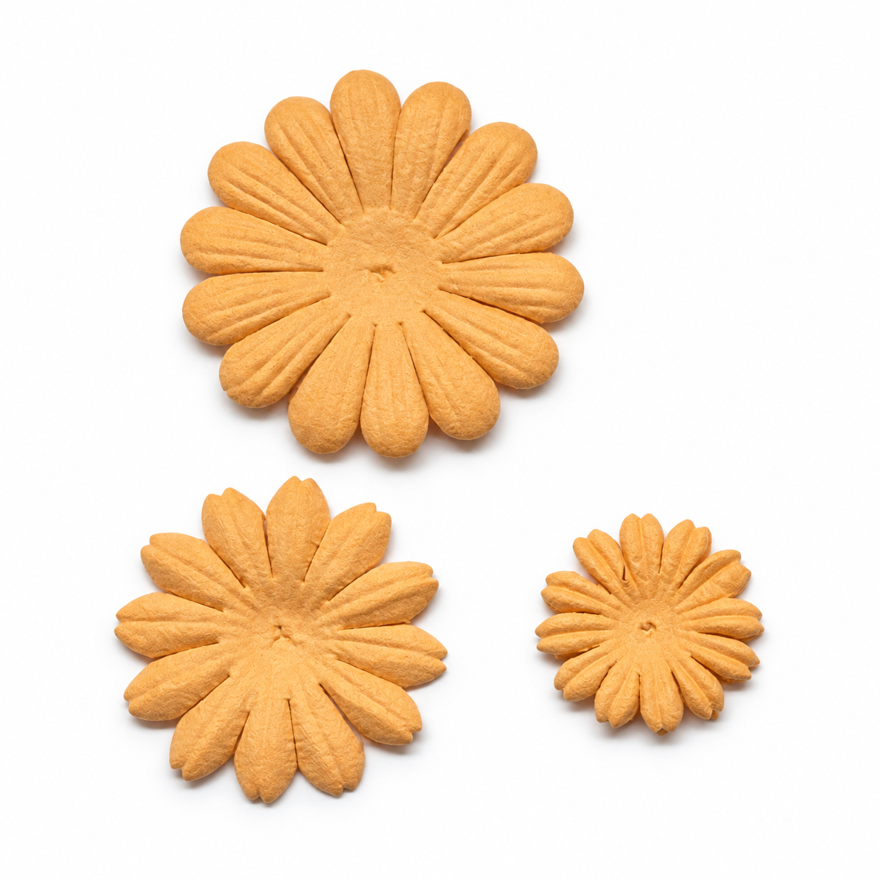 Petal Party Collection Peach 1", 1.5", 1.75" Daisy Flowers - Pkg. of 30