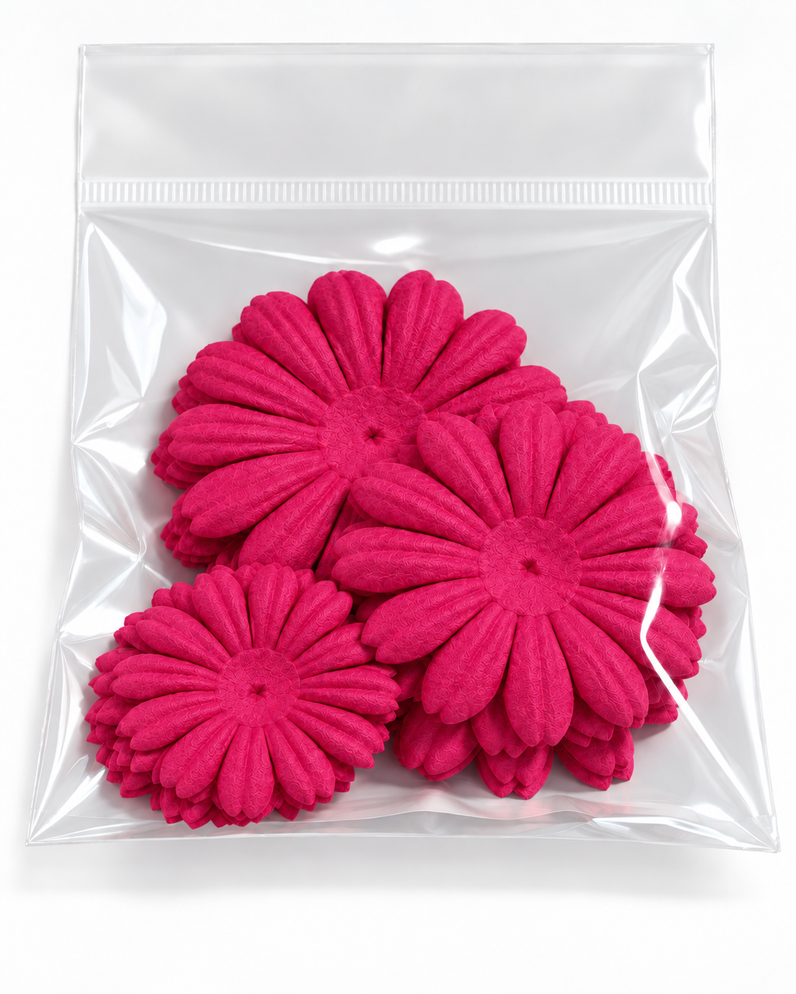 Petal Party Collection Magenta 1", 1.5", 1.75" Daisy Flowers - Pkg. of 30