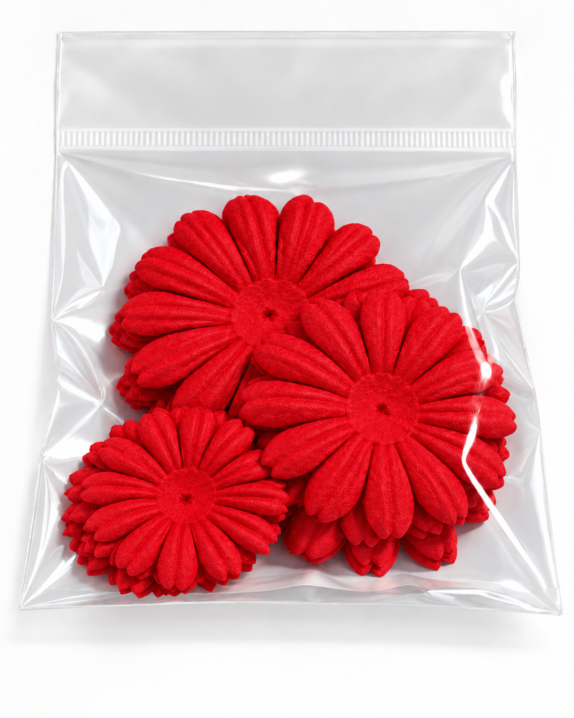 Petal Party Collection Real Red 1", 1.5", 1.75" Daisy Flowers - Pkg. of 30