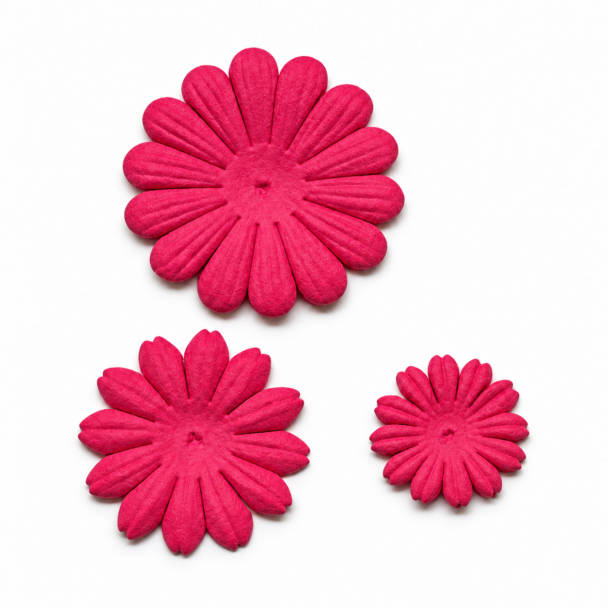 Petal Party Collection Magenta 1", 1.5", 1.75" Daisy Flowers - Pkg. of 30