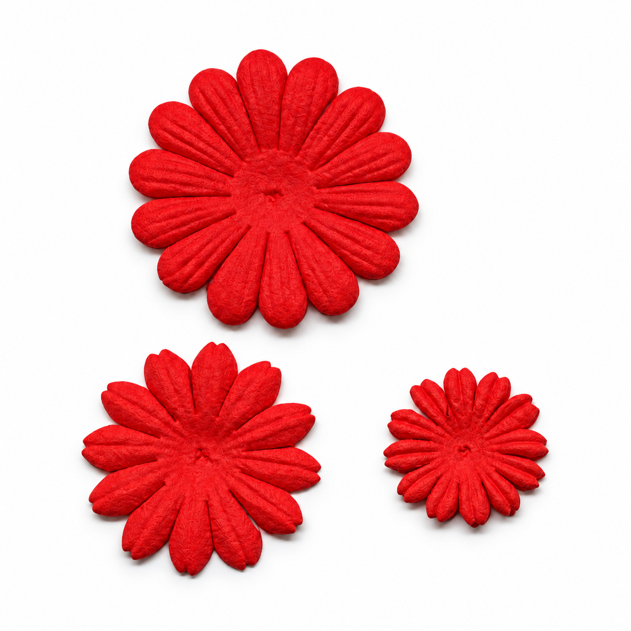Petal Party Collection Real Red 1", 1.5", 1.75" Daisy Flowers - Pkg. of 30