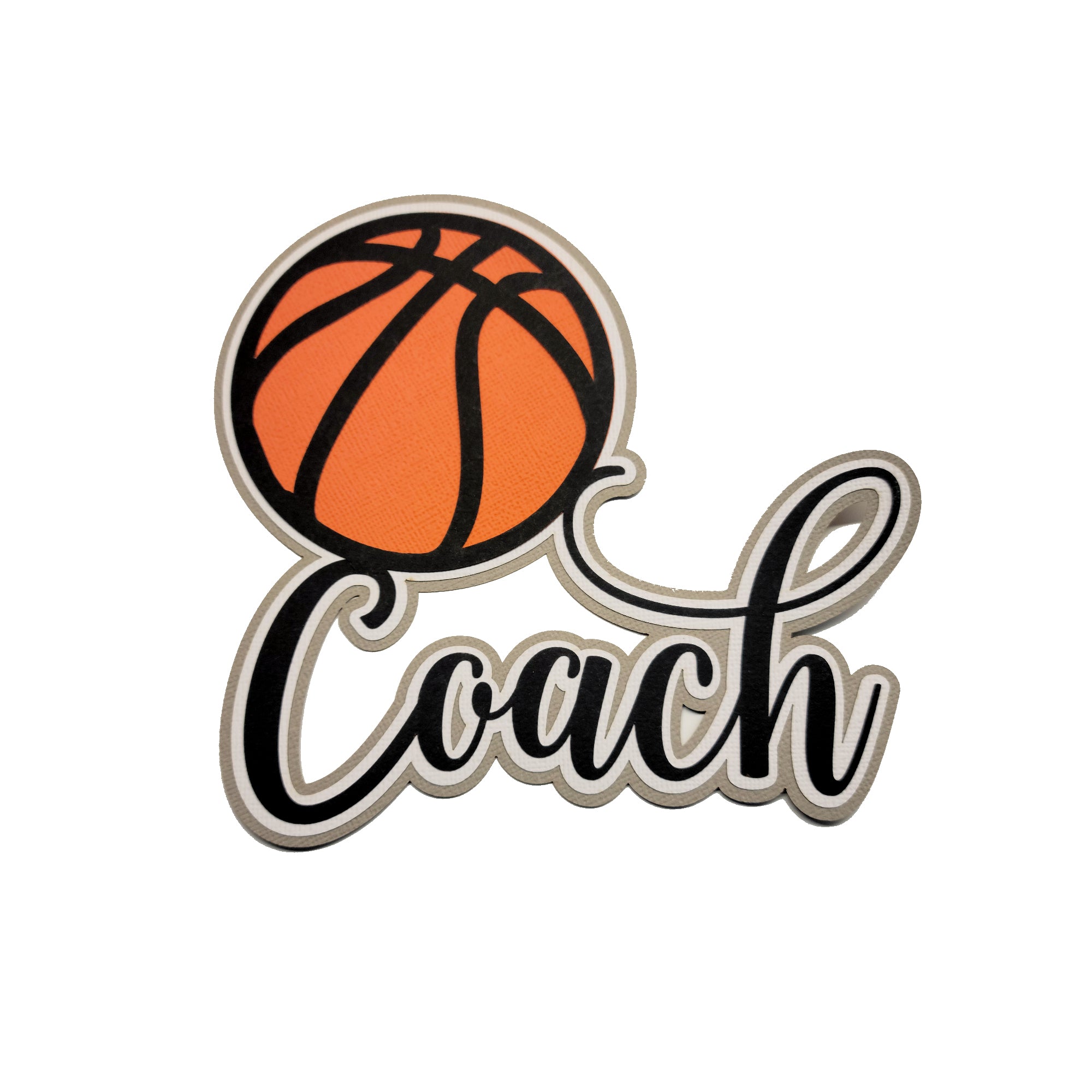 Basketball Coach Title 6.5 x 6.25  Fully-Assembled Laser Cut Scrapbook Embellishment by SSC Laser Designs