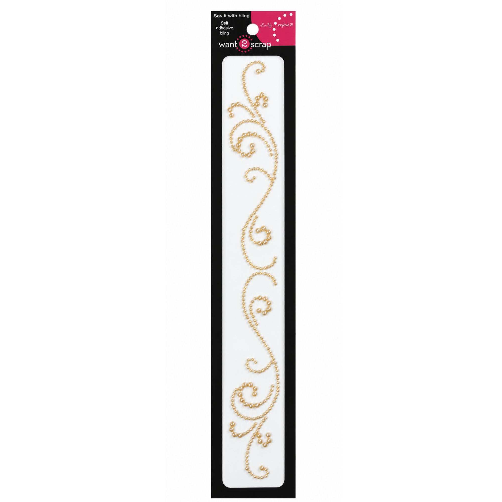 Say It With Bling Collection Finesse Swirls LeCreme Pearls 2 x 11 Scrapbook Bling by Want 2 Scrap