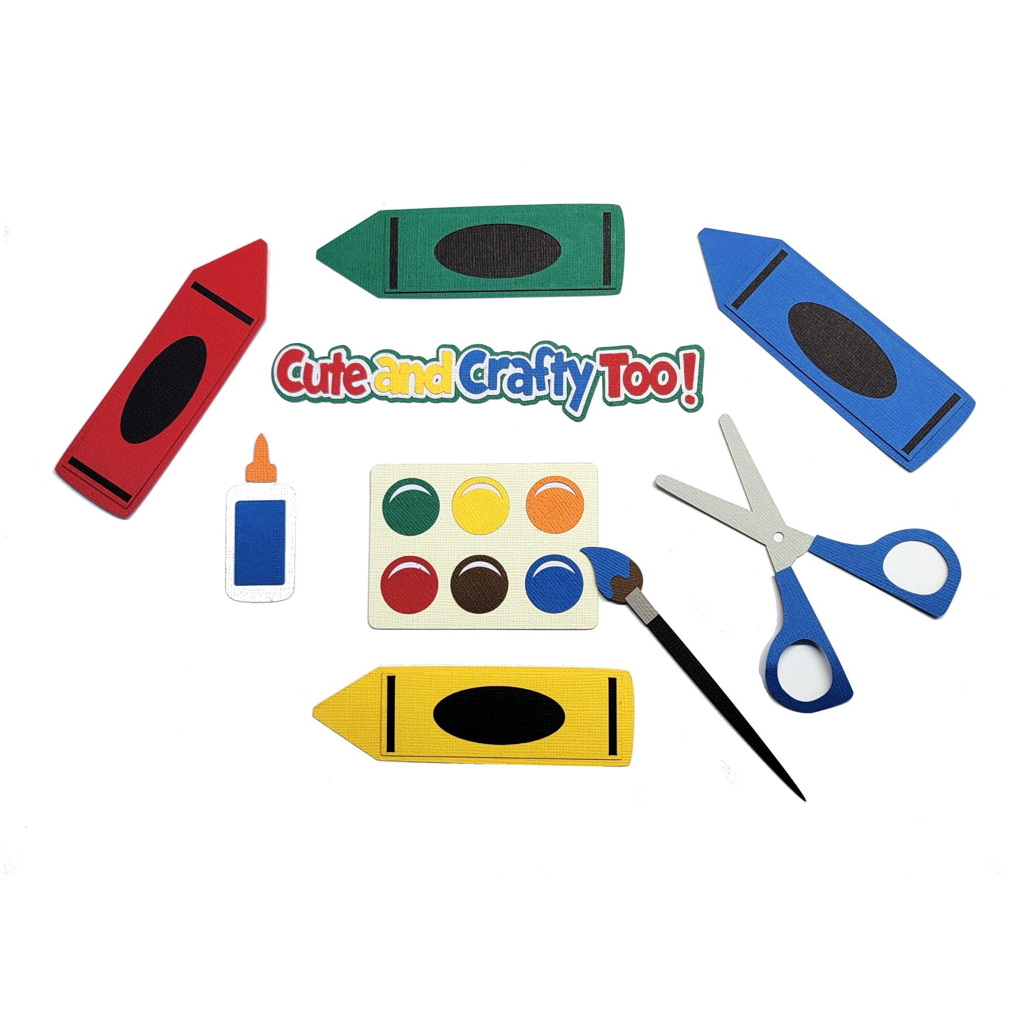 Cute and Crafty Too 6 x 1 Scrapbook Title & Accessories Laser Cut by SSC Laser Designs